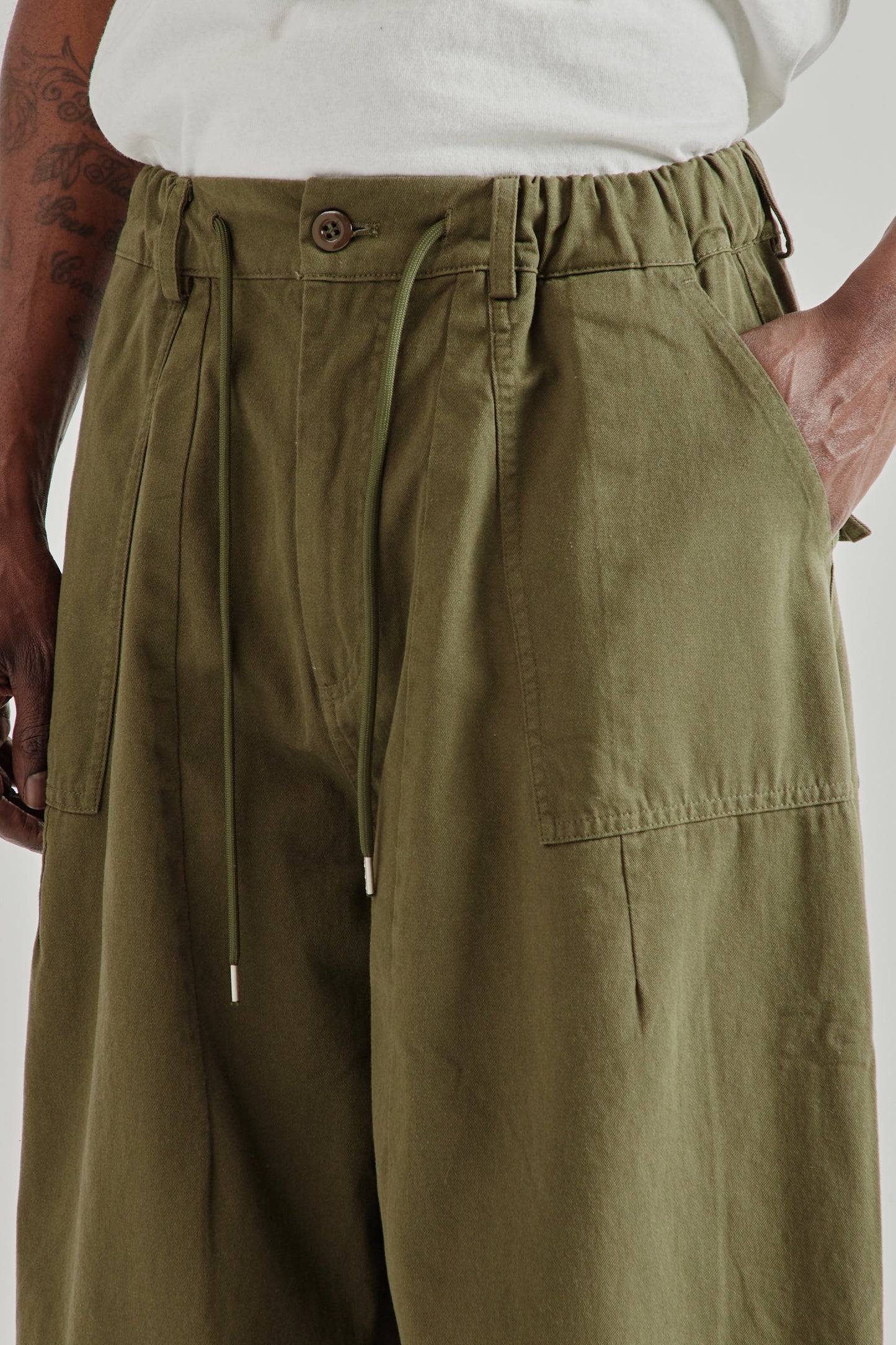 Twill Balloon Pants - Olive