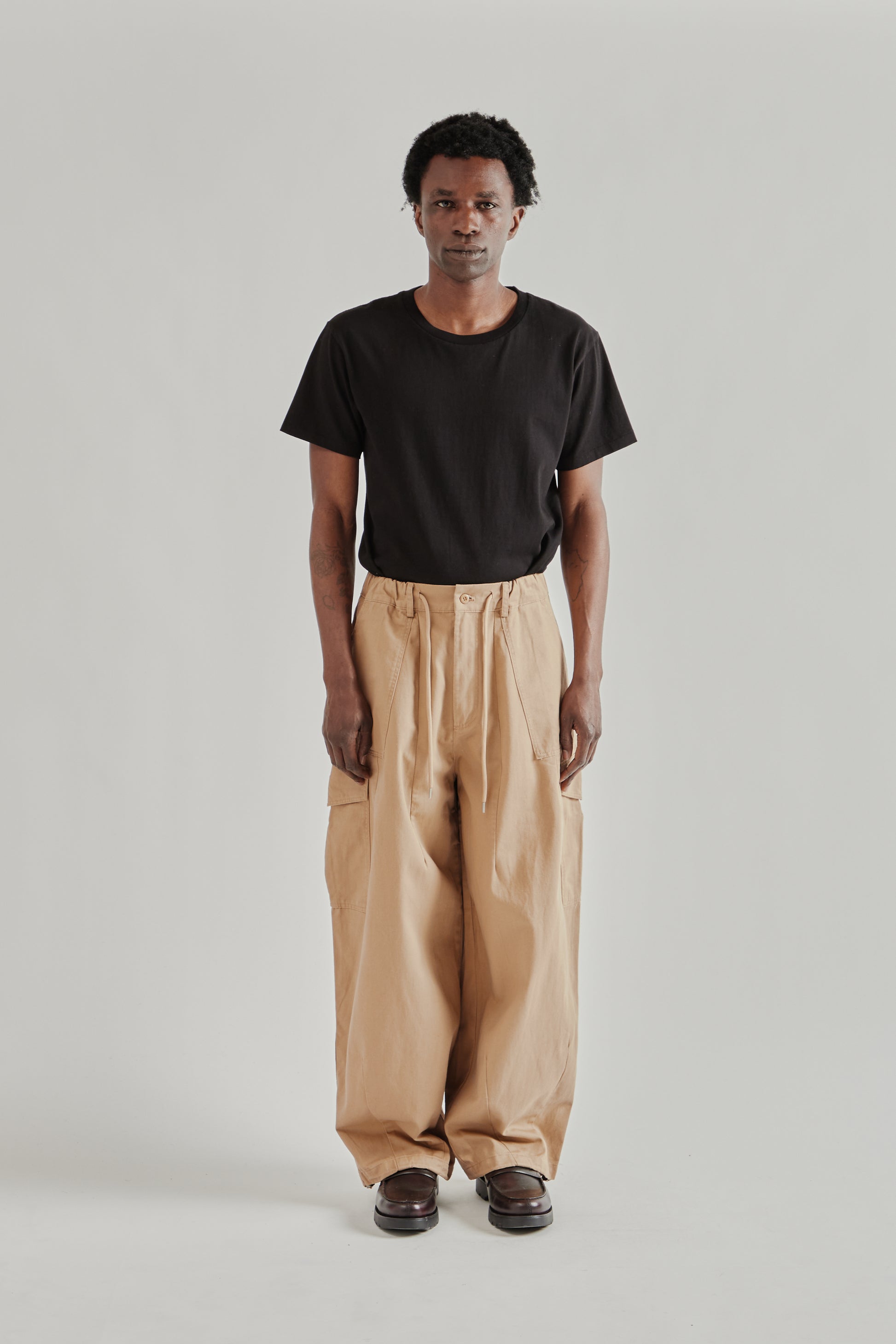 Frizmworks SS26 Twill Cargo Balloon Pants Beige5162