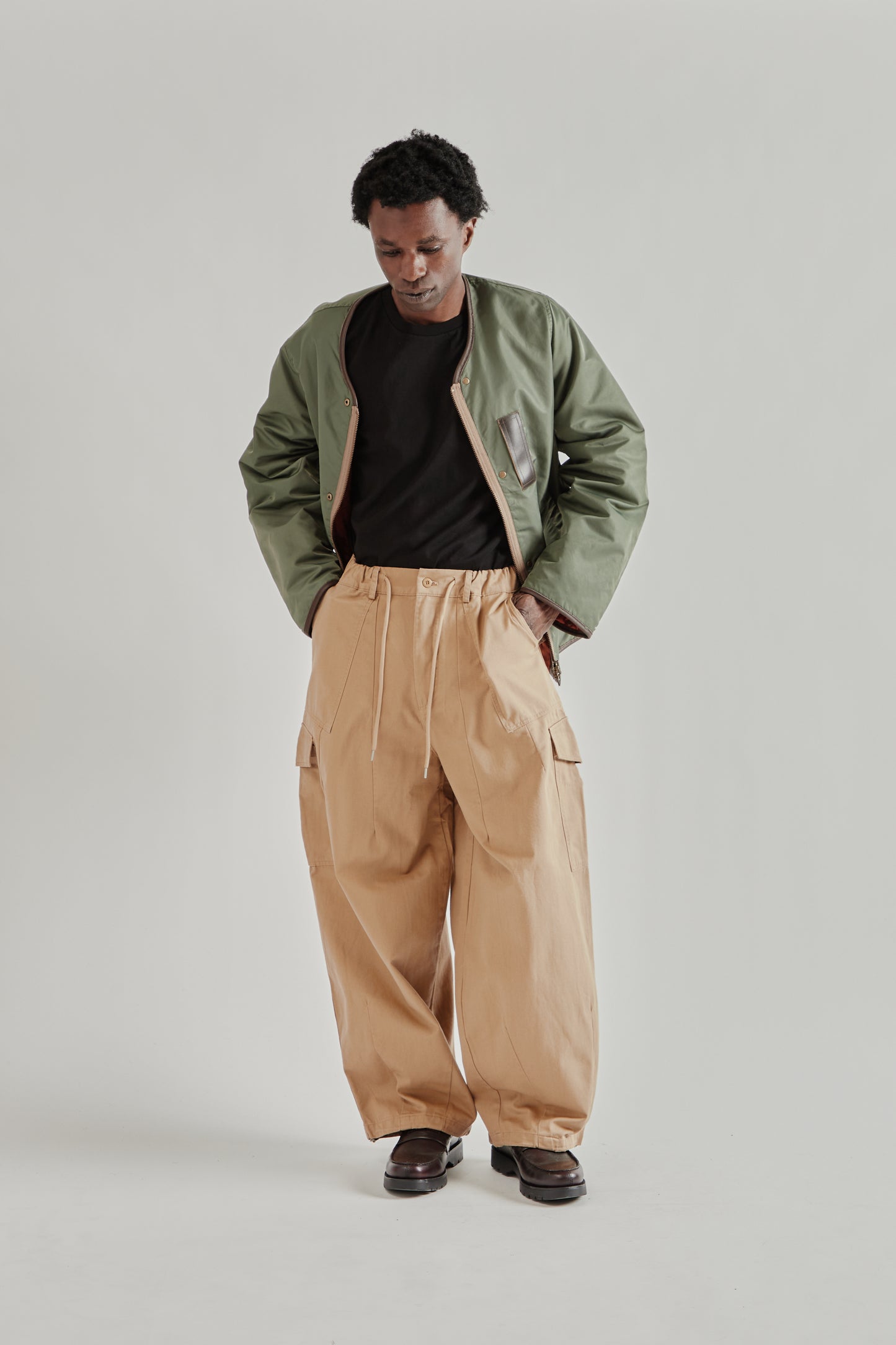 Frizmworks SS26 Twill Cargo Balloon Pants Beige5188