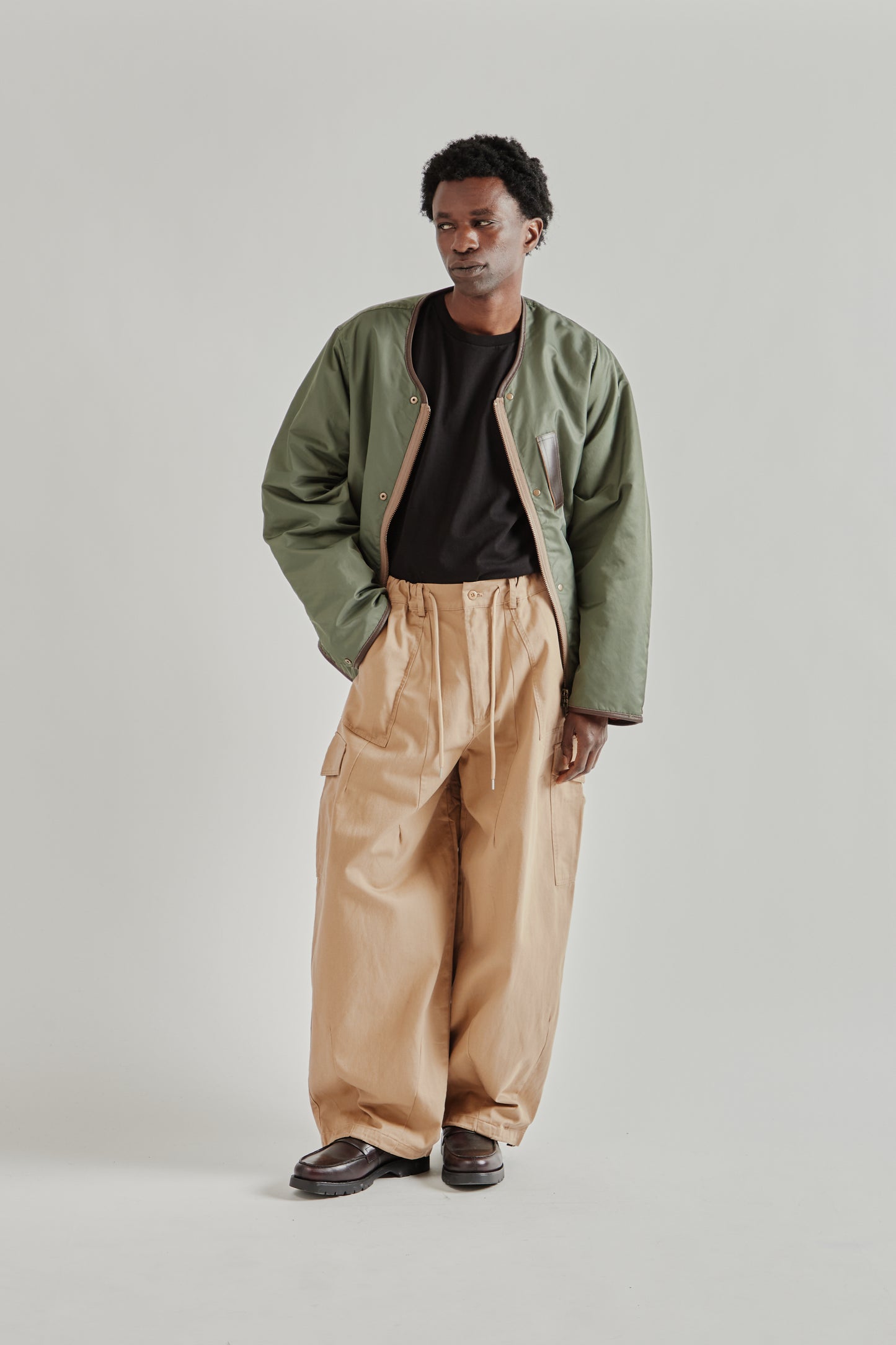 Frizmworks SS26 Twill Cargo Balloon Pants Beige5192