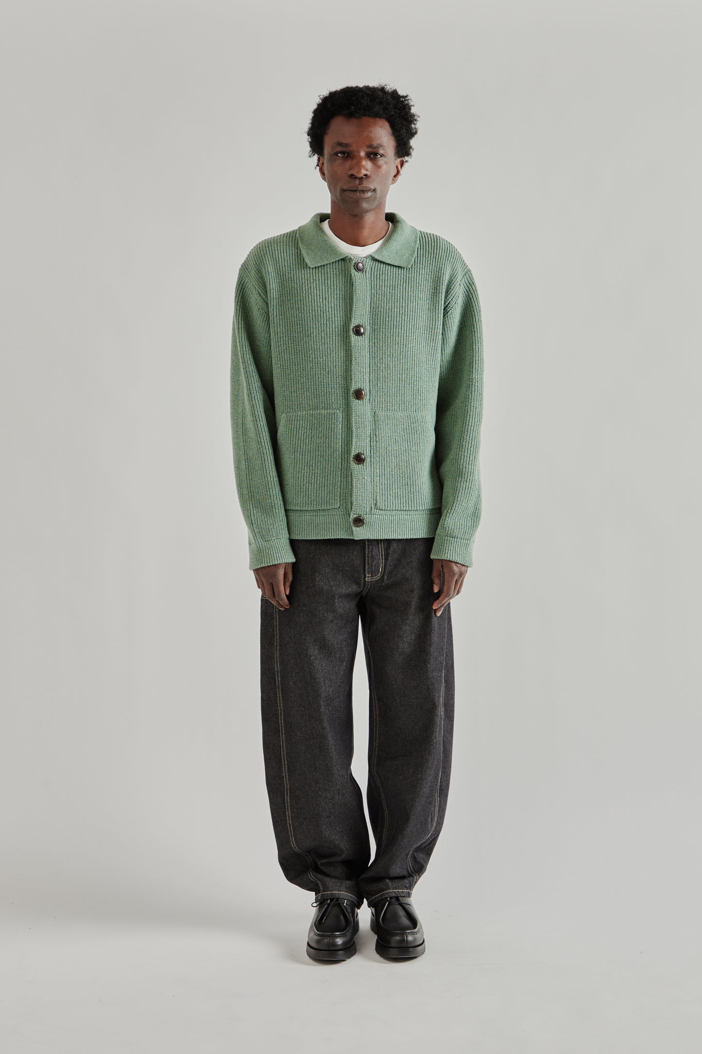 Frizmworks SS26 Ultra Heavyweight Collar Cardigan Jade Green4242