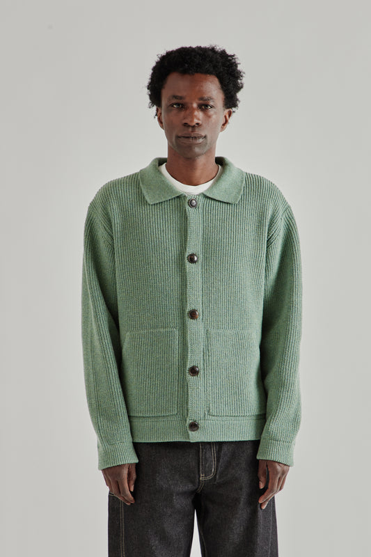 Frizmworks SS26 Ultra Heavyweight Collar Cardigan Jade Green4244