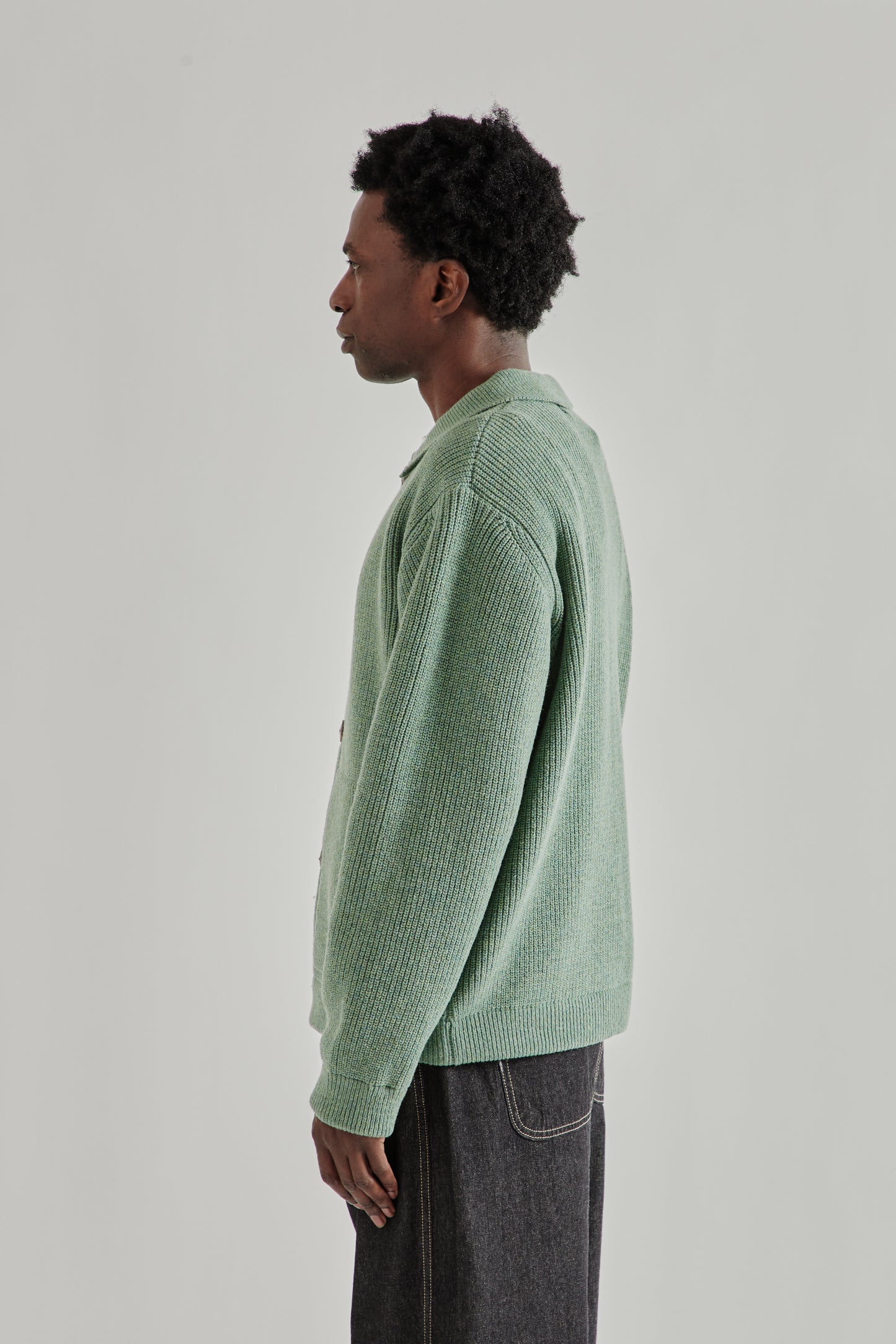 Frizmworks SS26 Ultra Heavyweight Collar Cardigan Jade Green4250