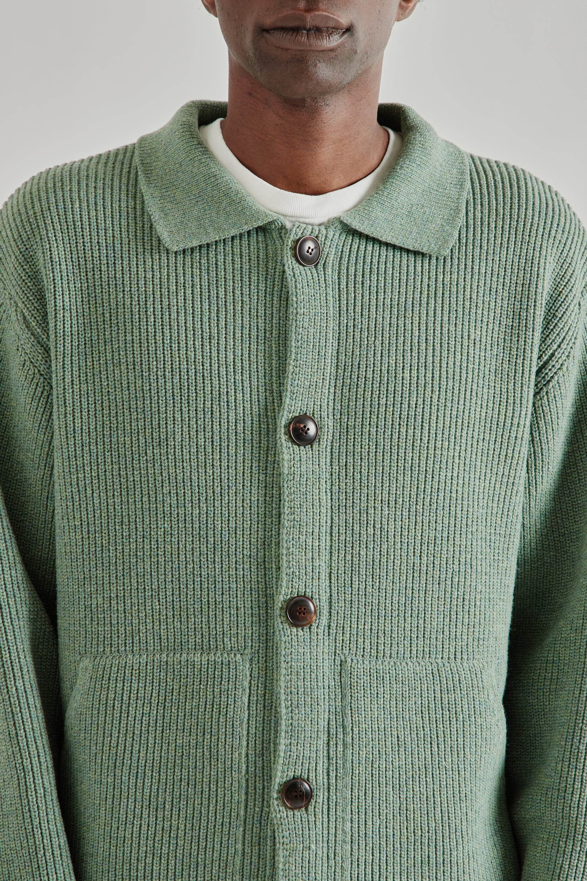Frizmworks SS26 Ultra Heavyweight Collar Cardigan Jade Green4256