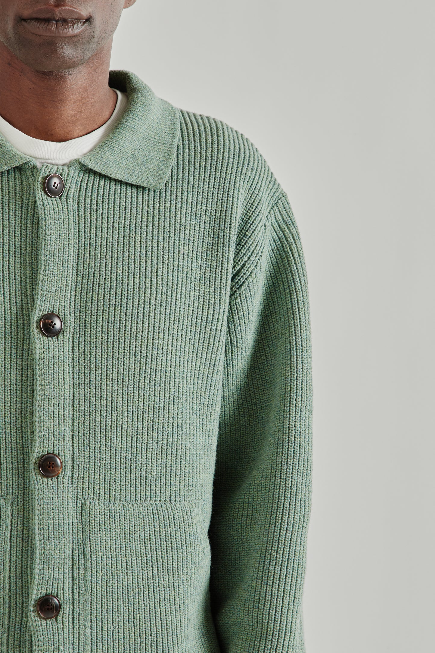 Frizmworks SS26 Ultra Heavyweight Collar Cardigan Jade Green4257