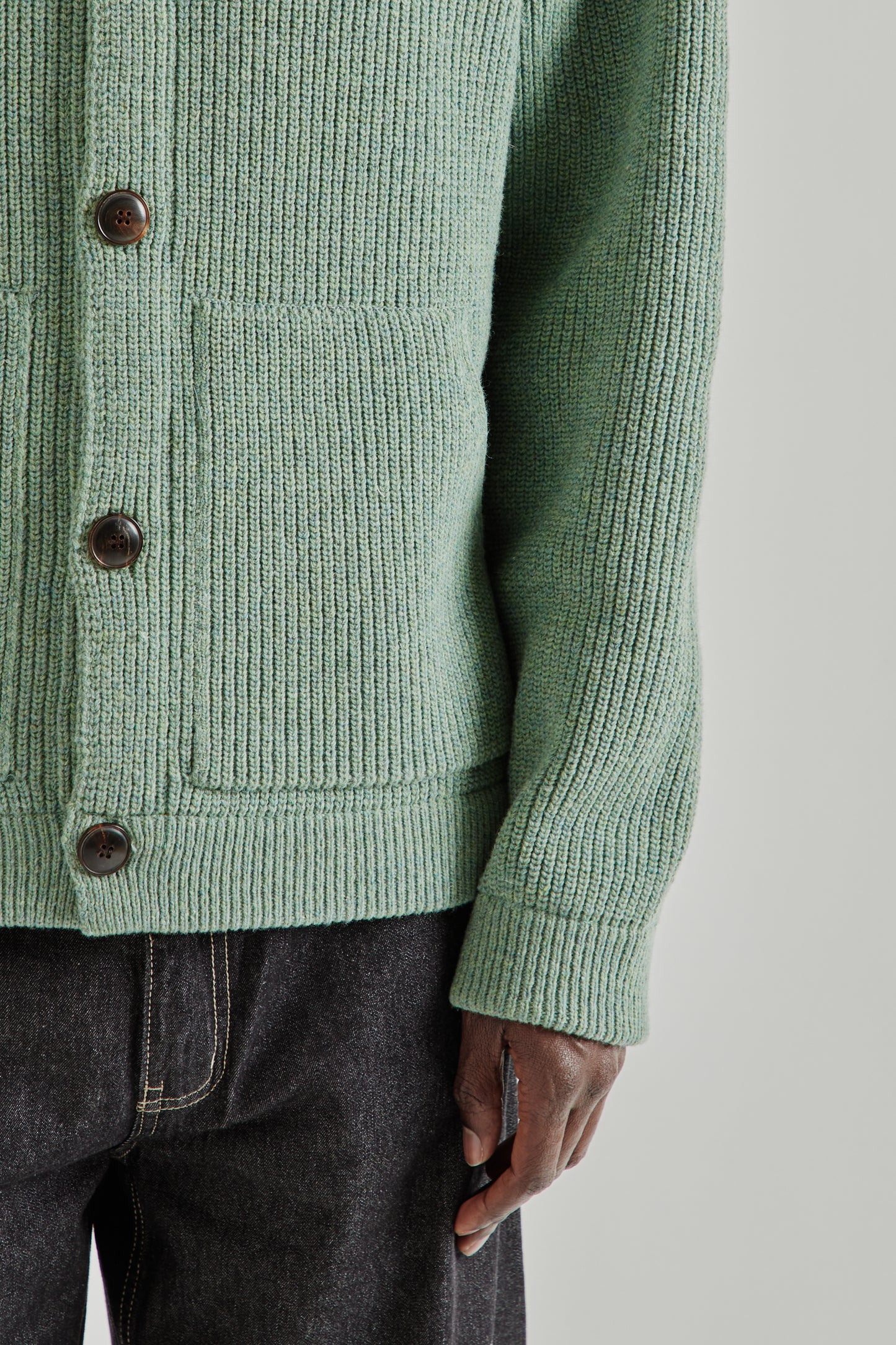 Frizmworks SS26 Ultra Heavyweight Collar Cardigan Jade Green4258