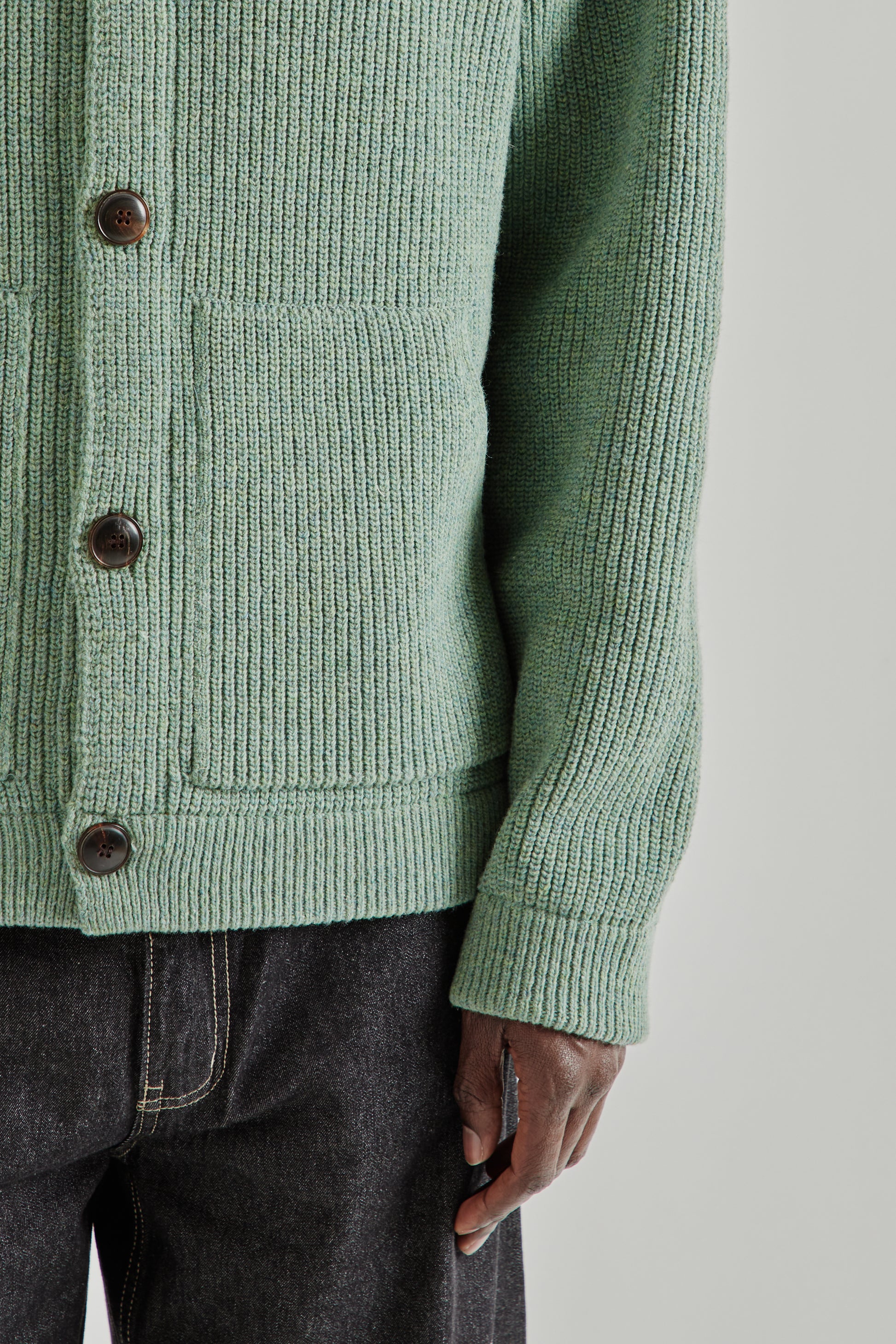 Frizmworks SS26 Ultra Heavyweight Collar Cardigan Jade Green4258