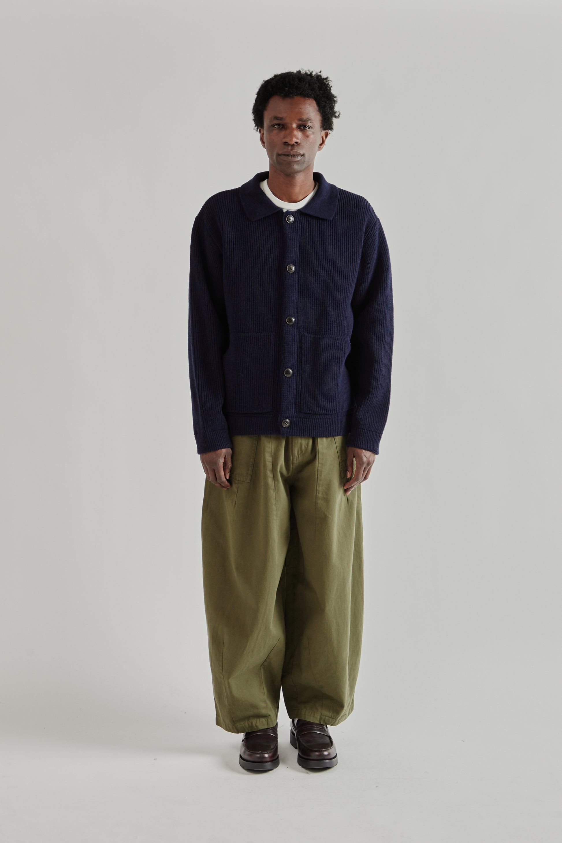 Frizmworks SS26 Ultra Heavyweight Collar Cardigan Navy4323