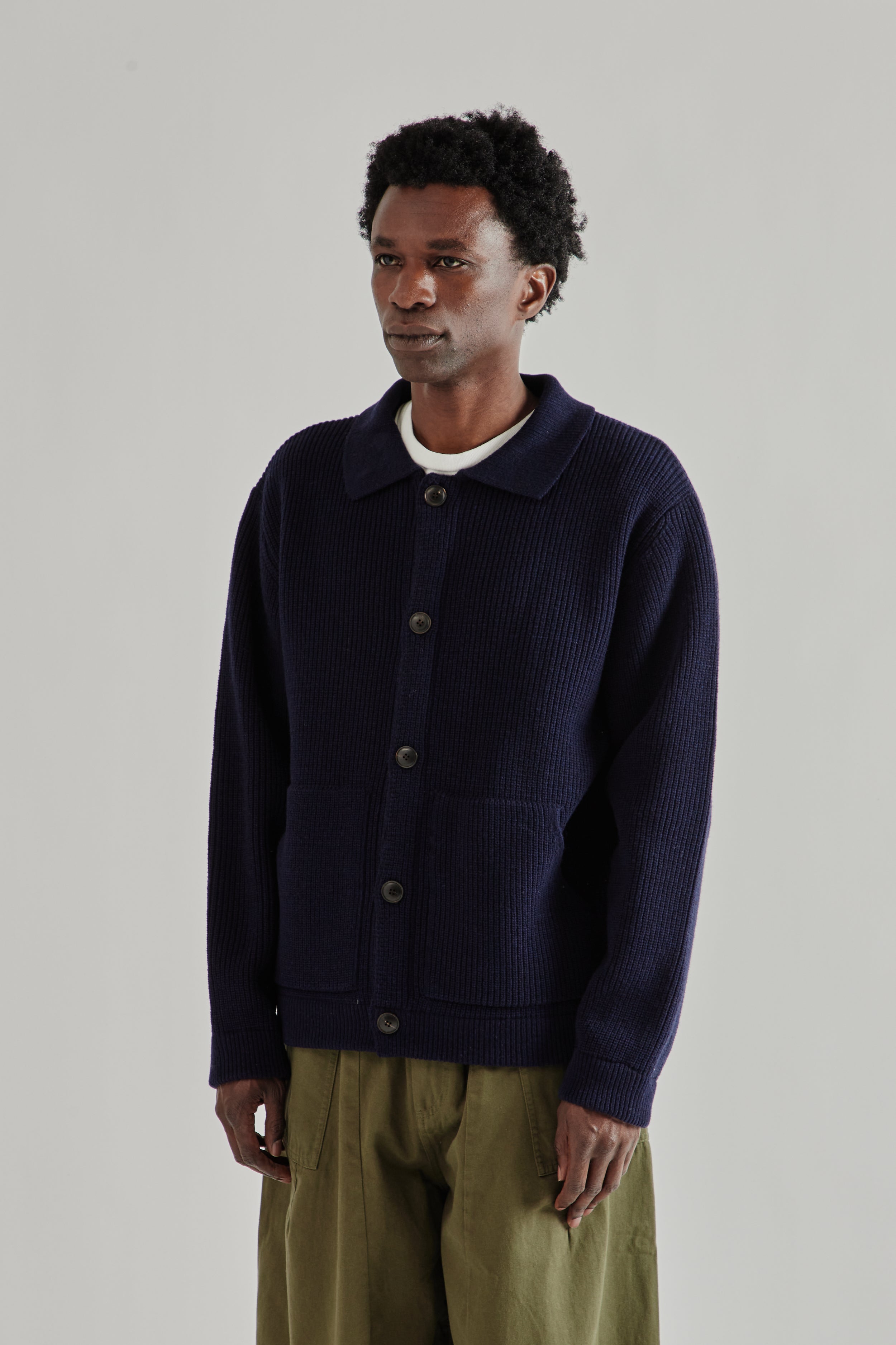 Frizmworks Ultra Heavyweight Collar Cardigan - Navy | Wallace
