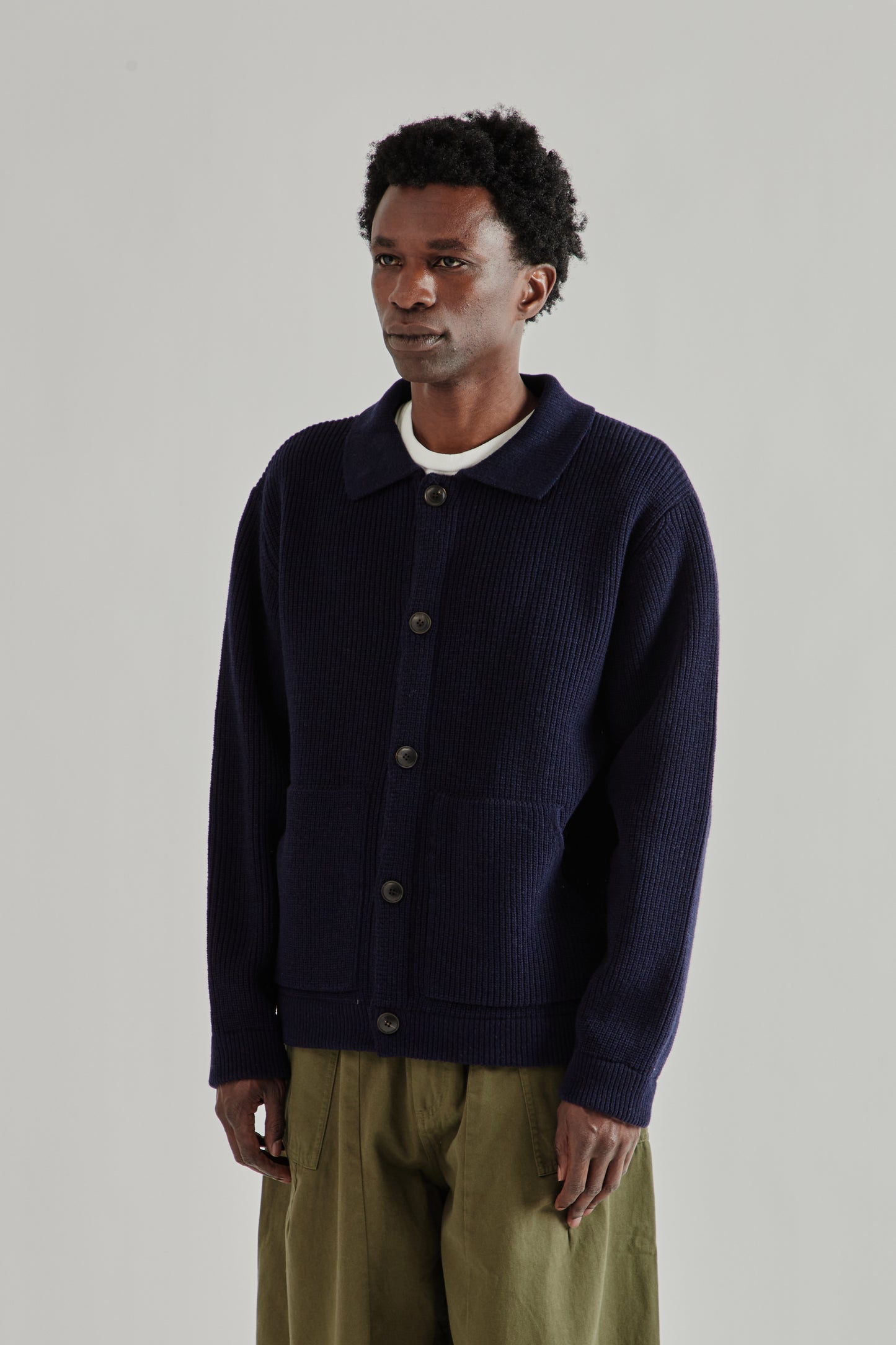 Frizmworks SS26 Ultra Heavyweight Collar Cardigan Navy4328