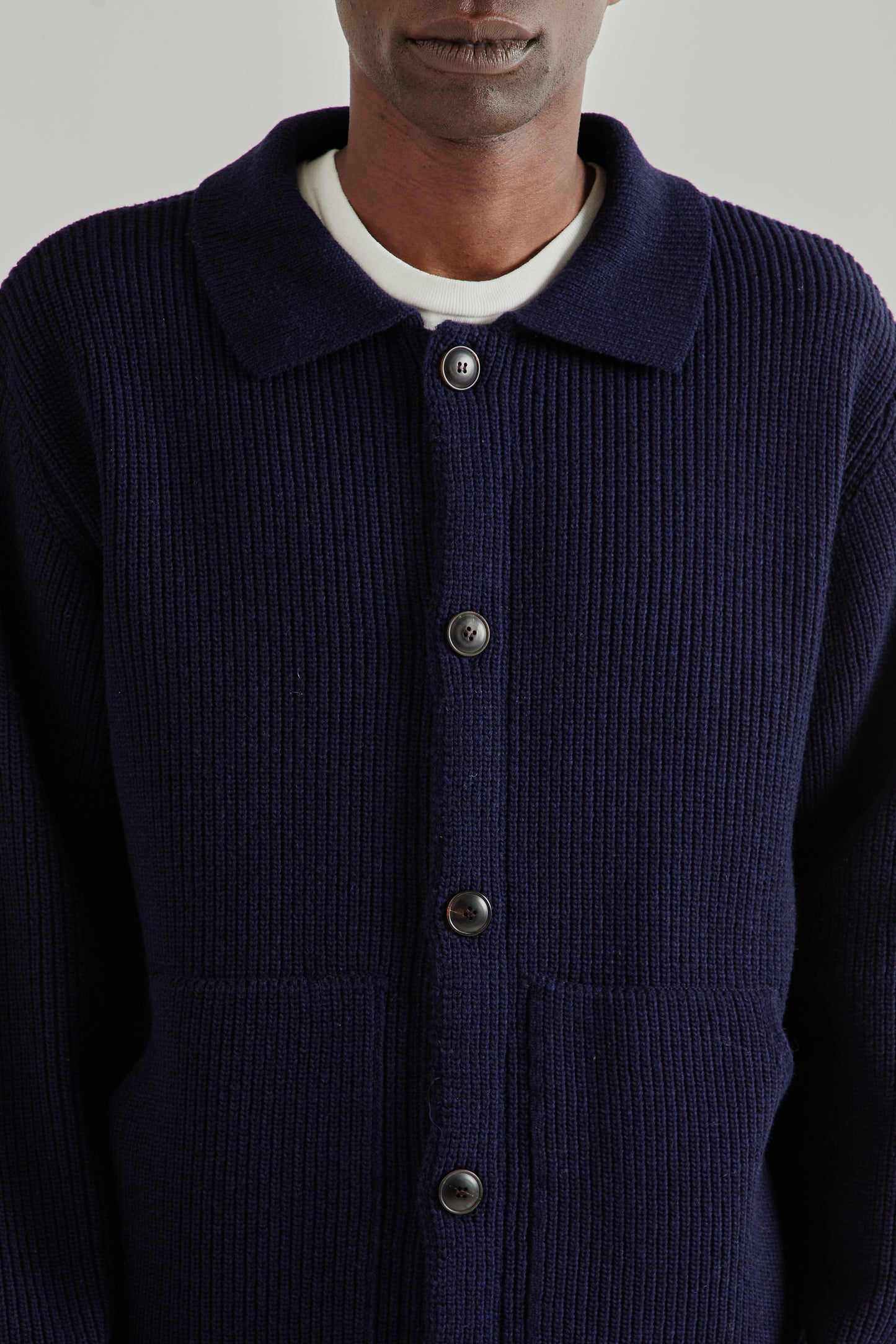 Frizmworks SS26 Ultra Heavyweight Collar Cardigan Navy4336