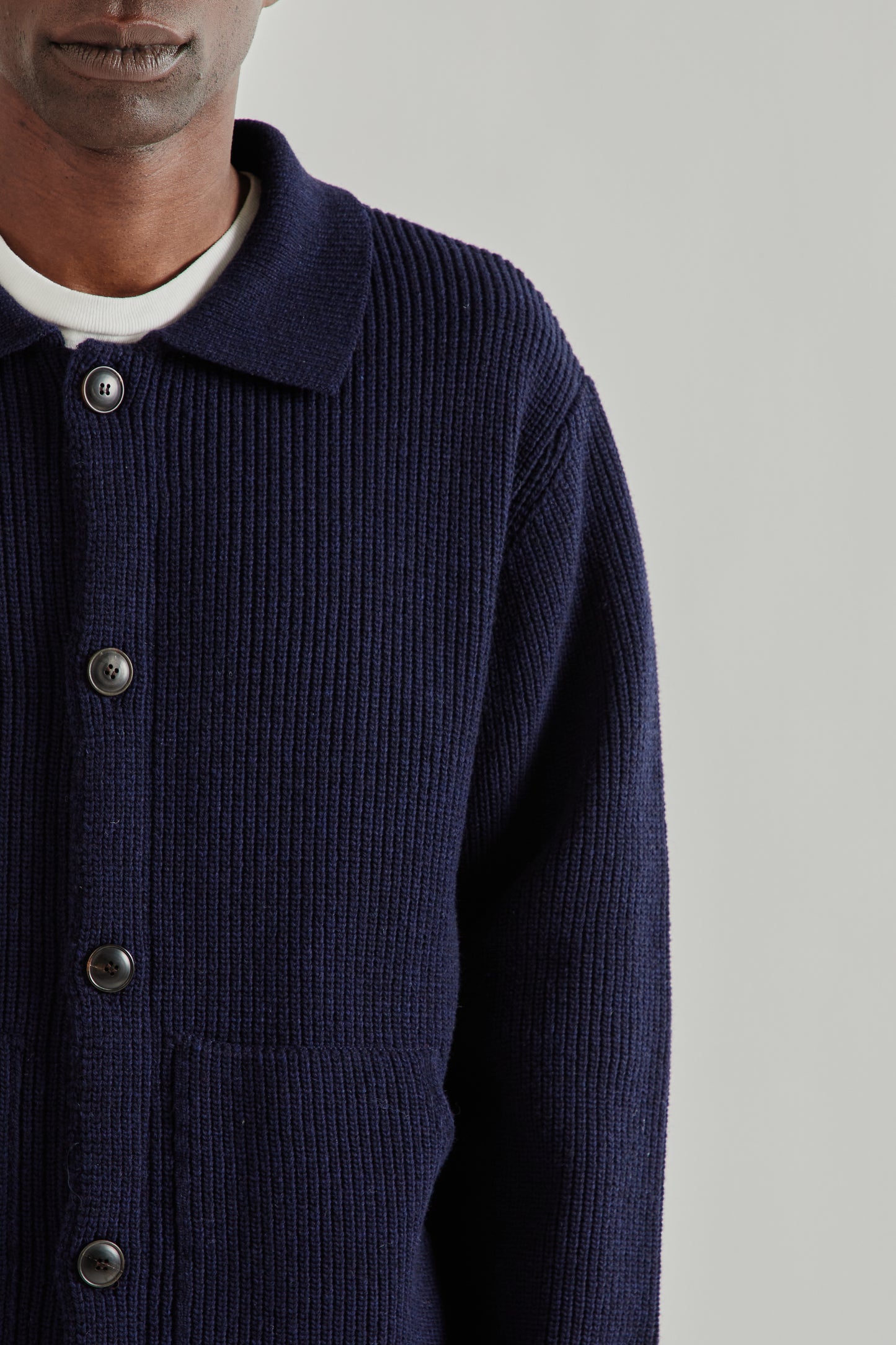 Frizmworks SS26 Ultra Heavyweight Collar Cardigan Navy4337