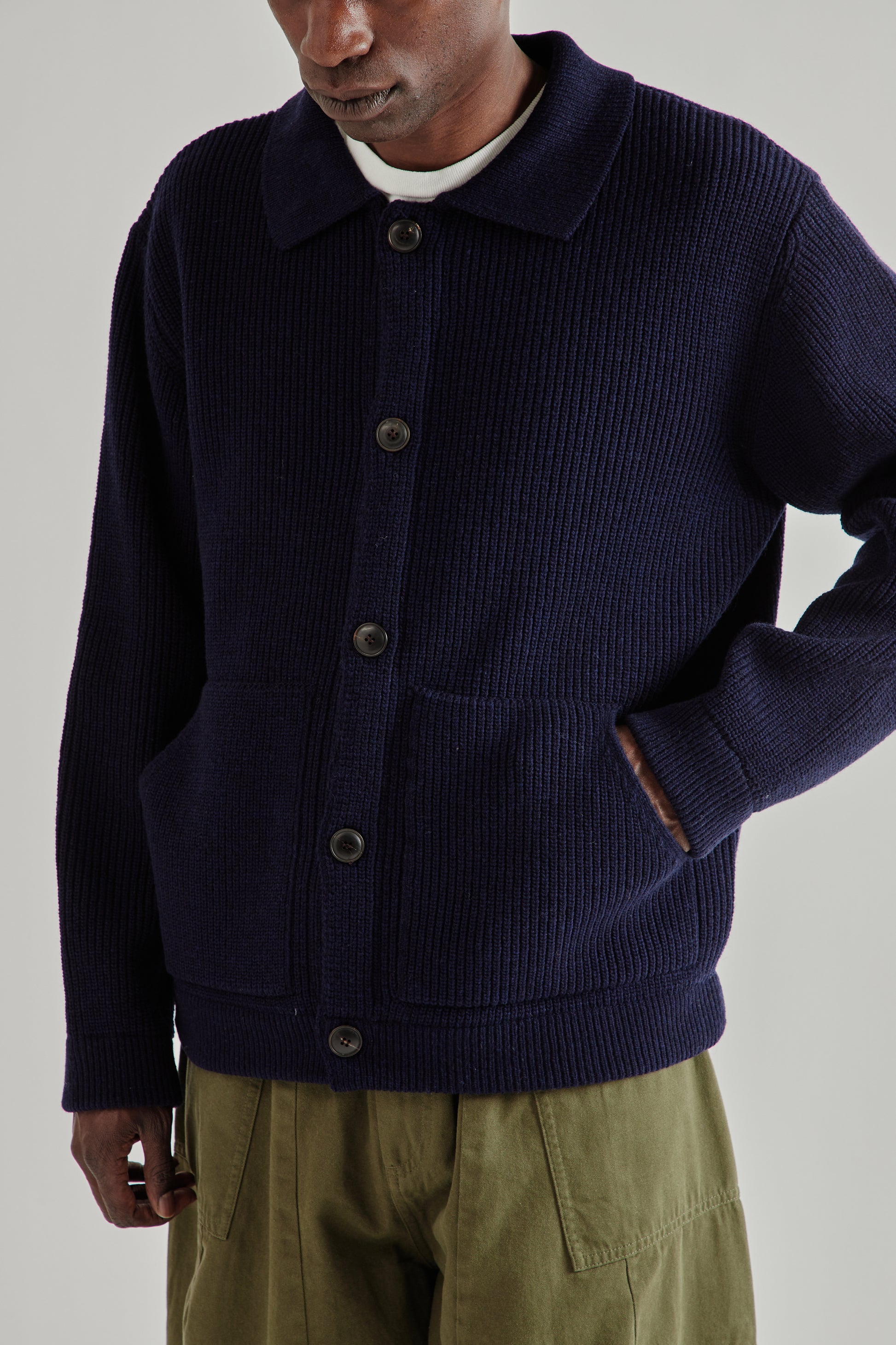 Frizmworks SS26 Ultra Heavyweight Collar Cardigan Navy4339