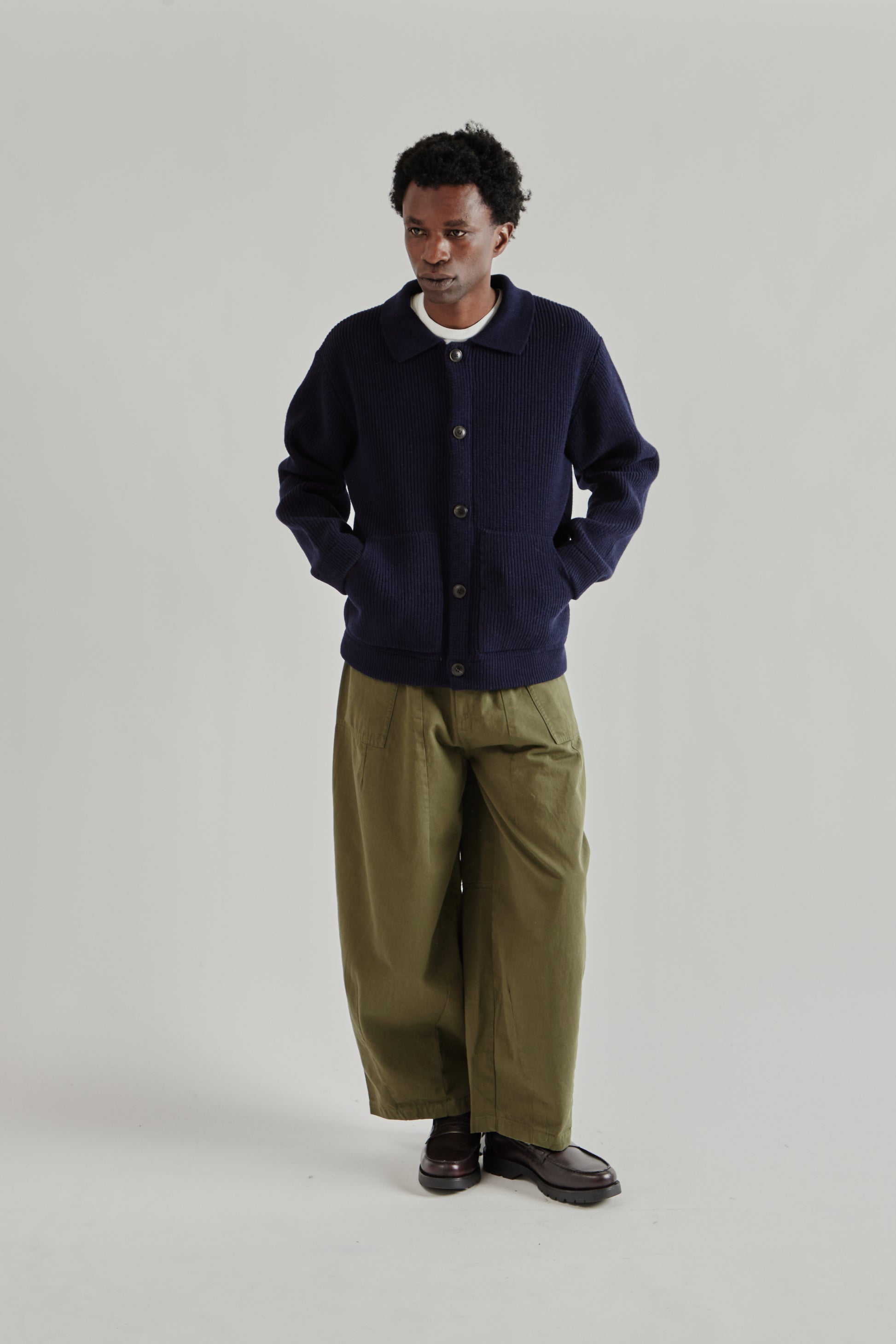 Frizmworks SS26 Ultra Heavyweight Collar Cardigan Navy4340