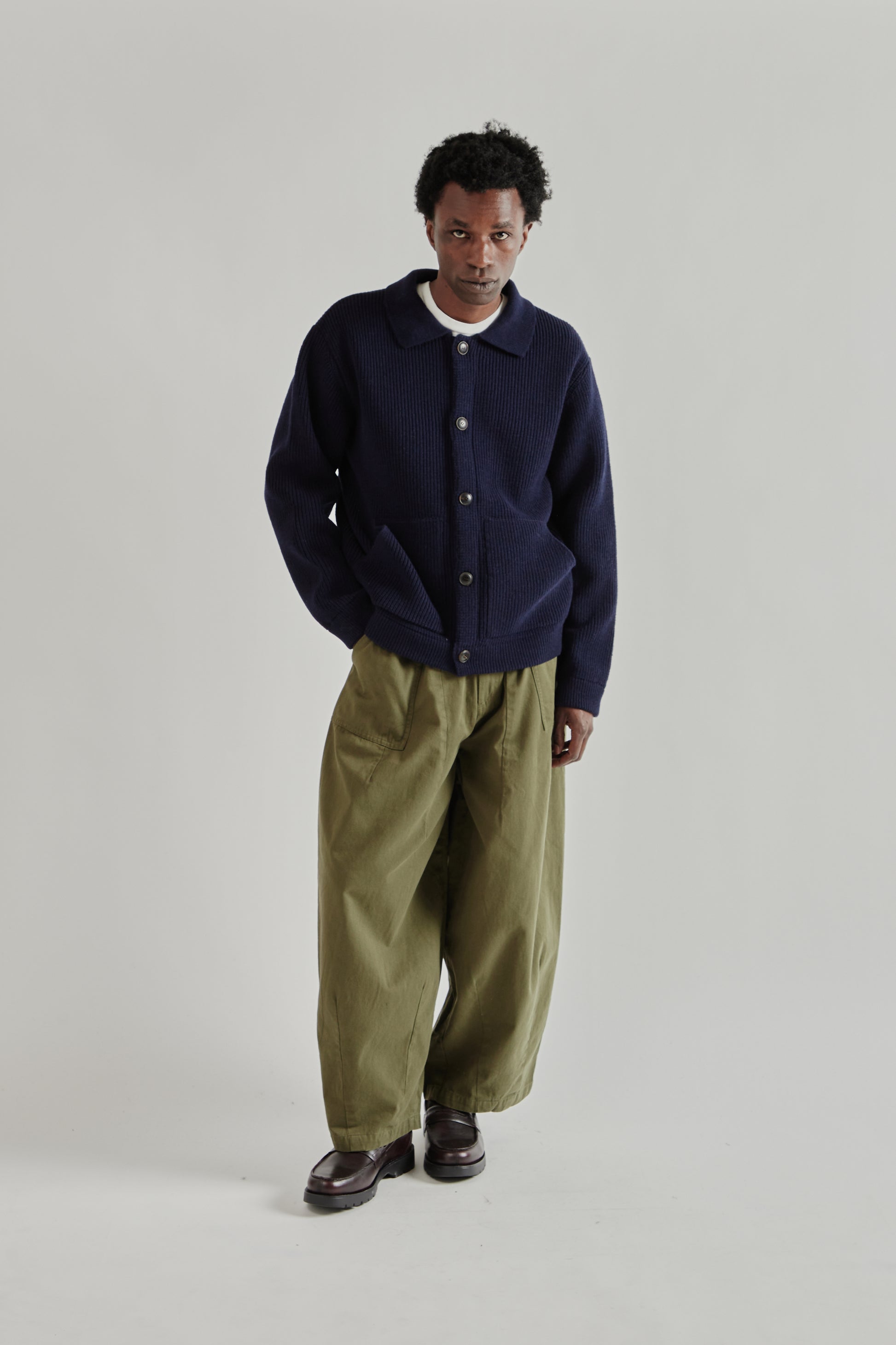 Frizmworks SS26 Ultra Heavyweight Collar Cardigan Navy4345