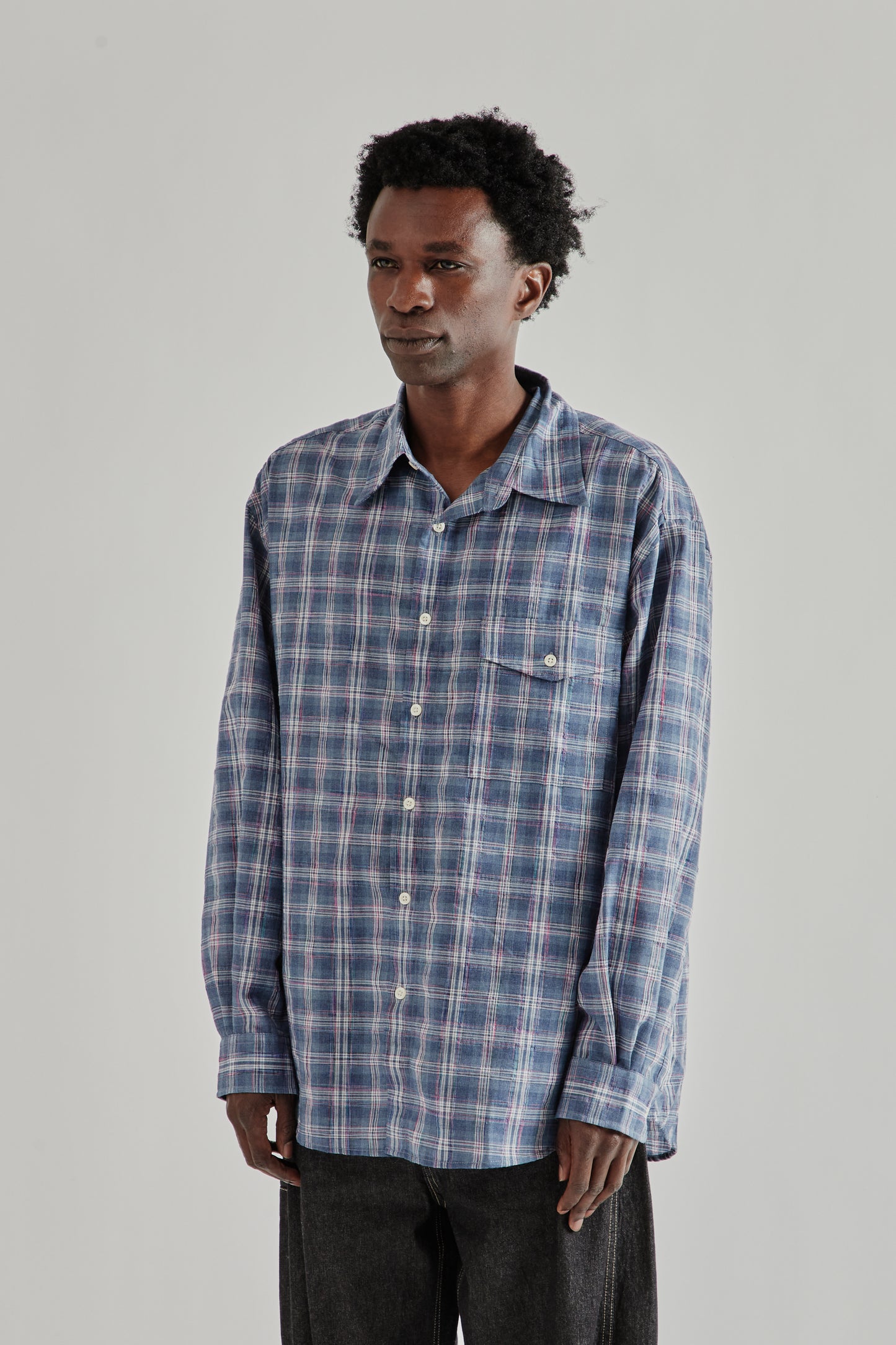 Frizmworks SS26 Uneven Check Shirt Blue4199
