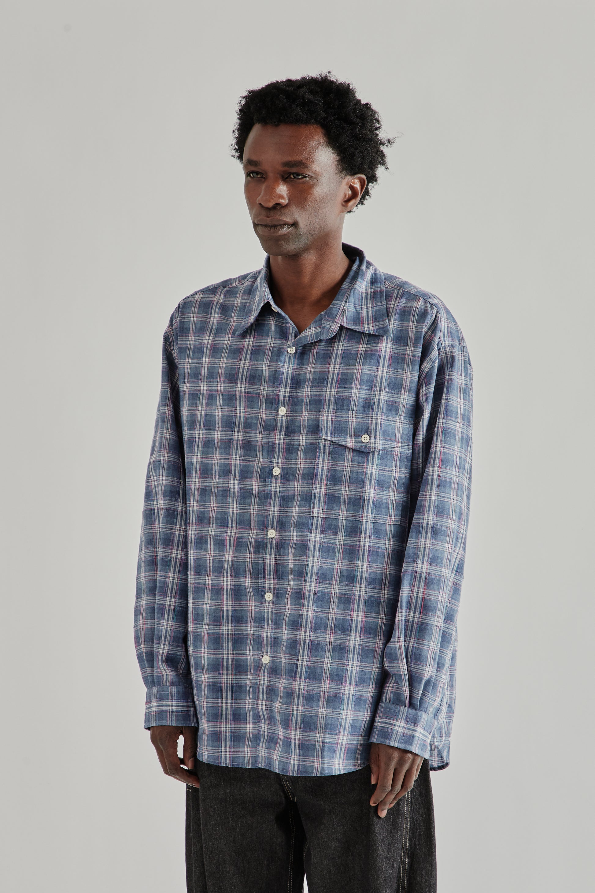 Frizmworks SS26 Uneven Check Shirt Blue4199