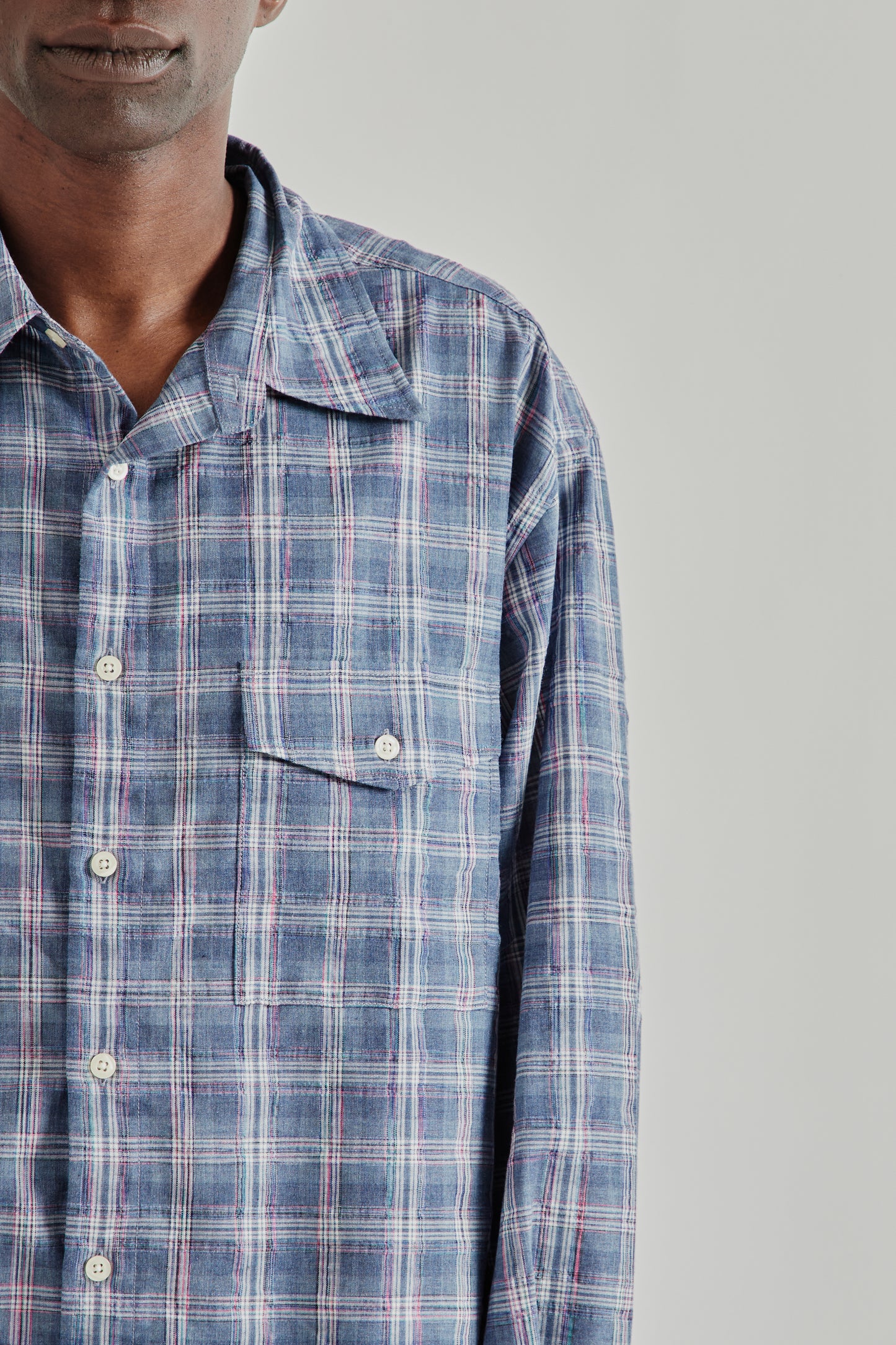 Frizmworks SS26 Uneven Check Shirt Blue4207