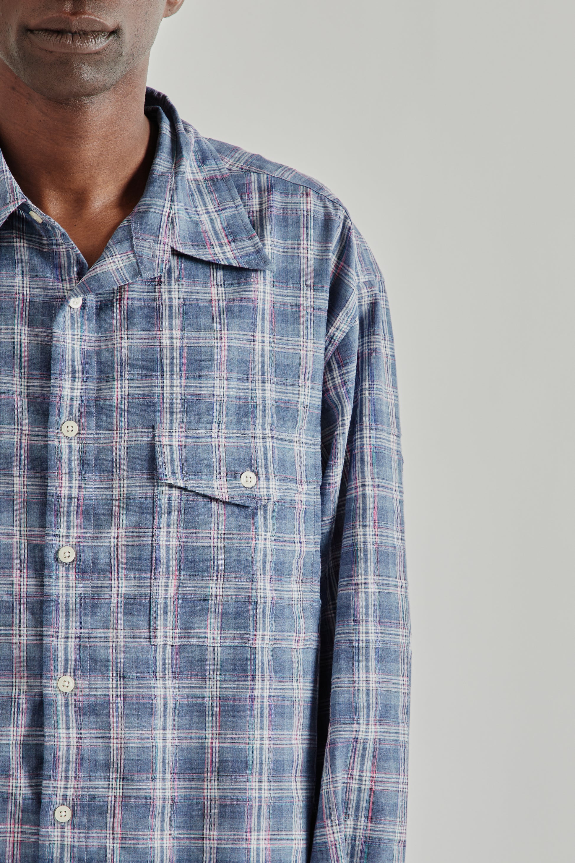 Frizmworks SS26 Uneven Check Shirt Blue4207