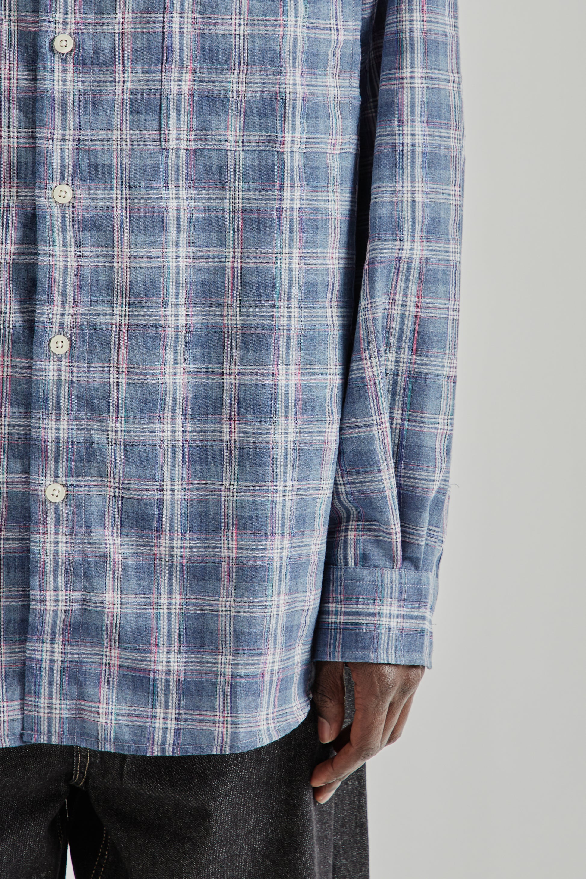 Frizmworks SS26 Uneven Check Shirt Blue4208