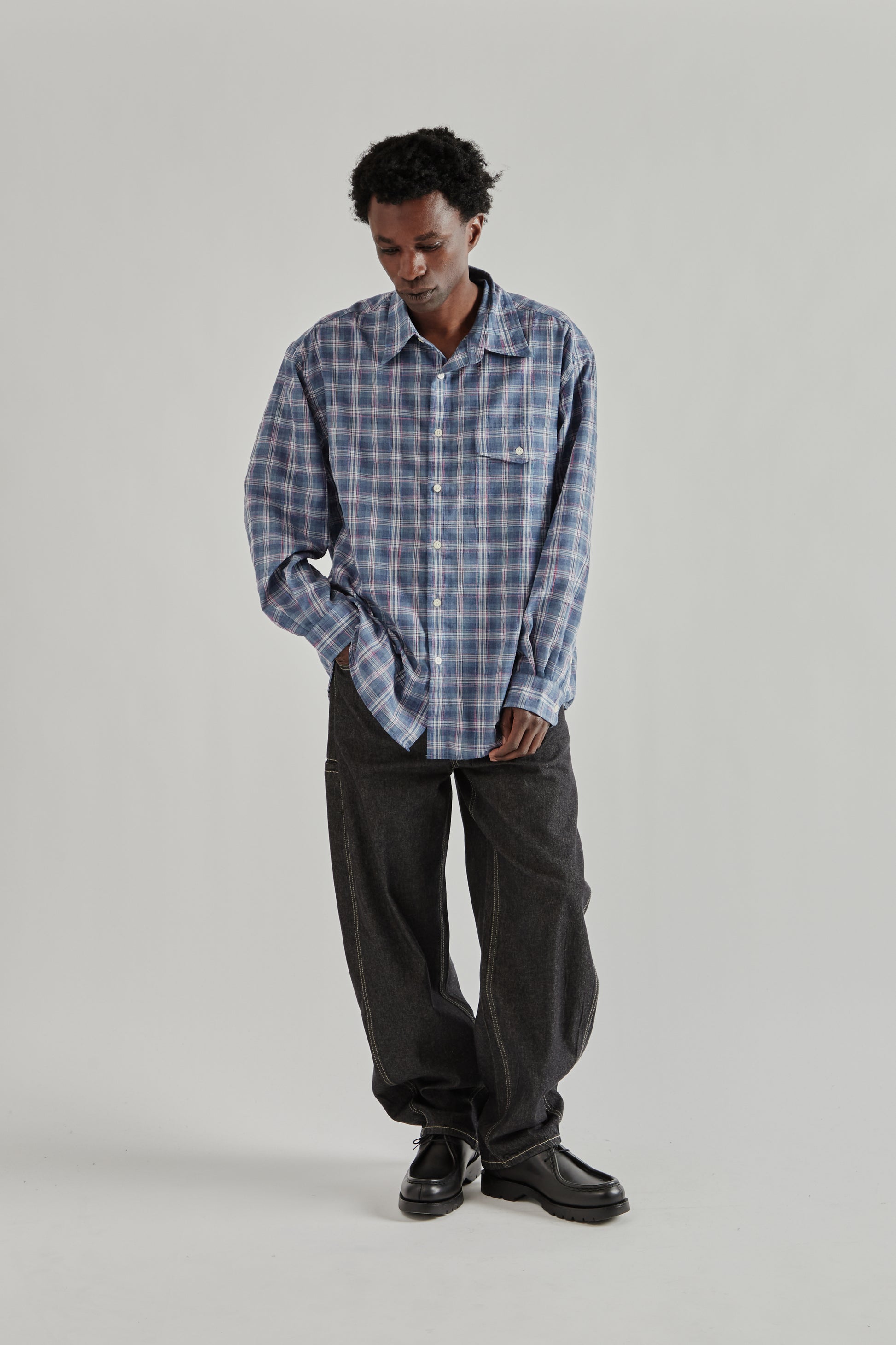 Frizmworks SS26 Uneven Check Shirt Blue4209