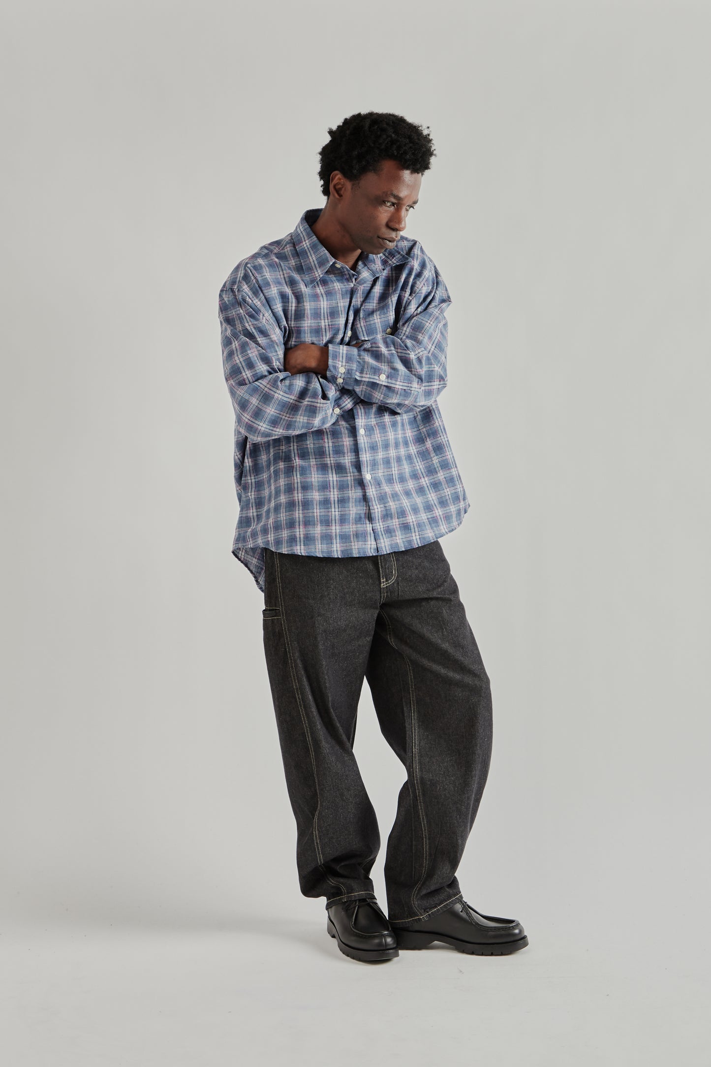 Frizmworks SS26 Uneven Check Shirt Blue4215