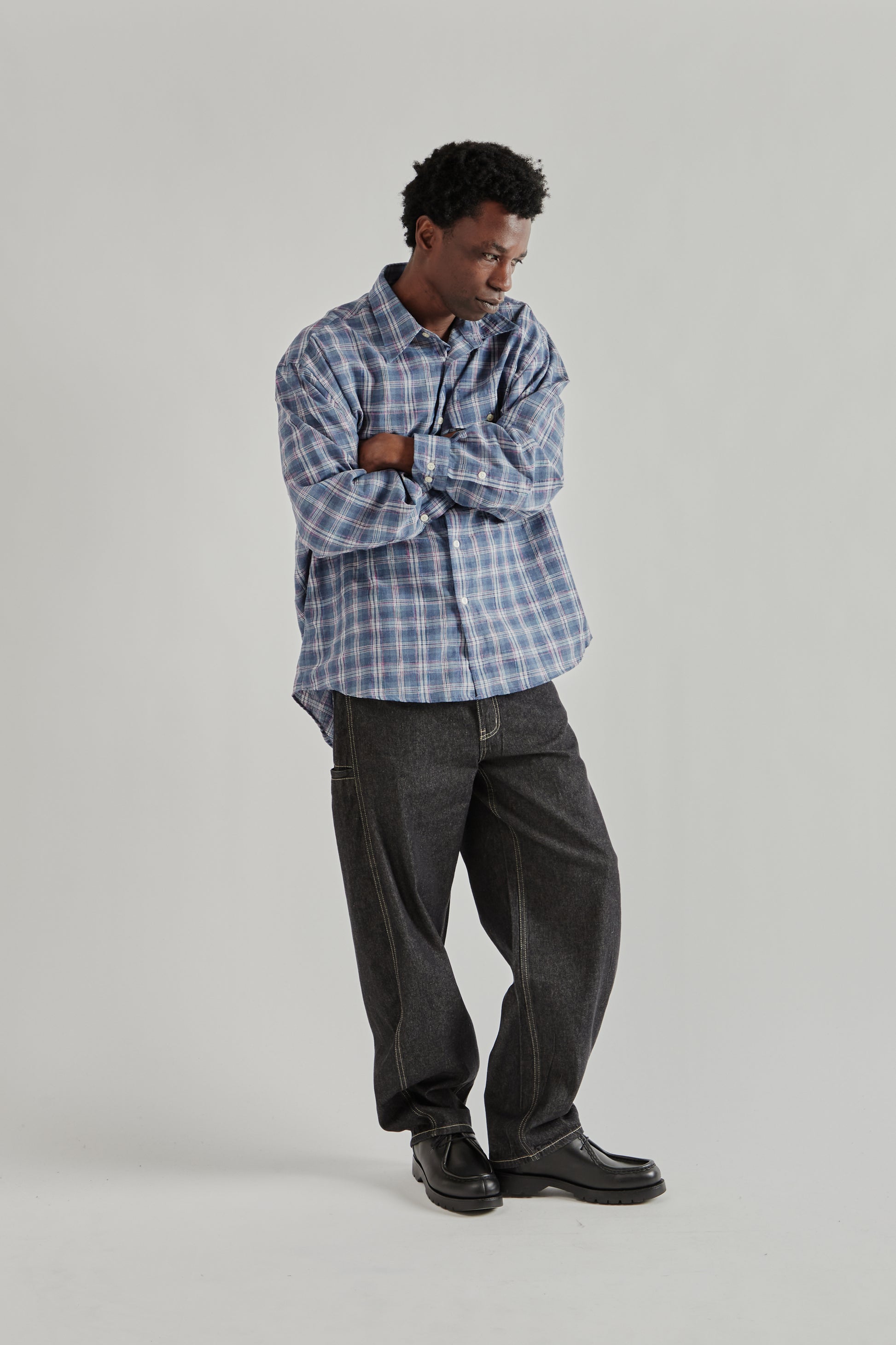 Frizmworks SS26 Uneven Check Shirt Blue4215