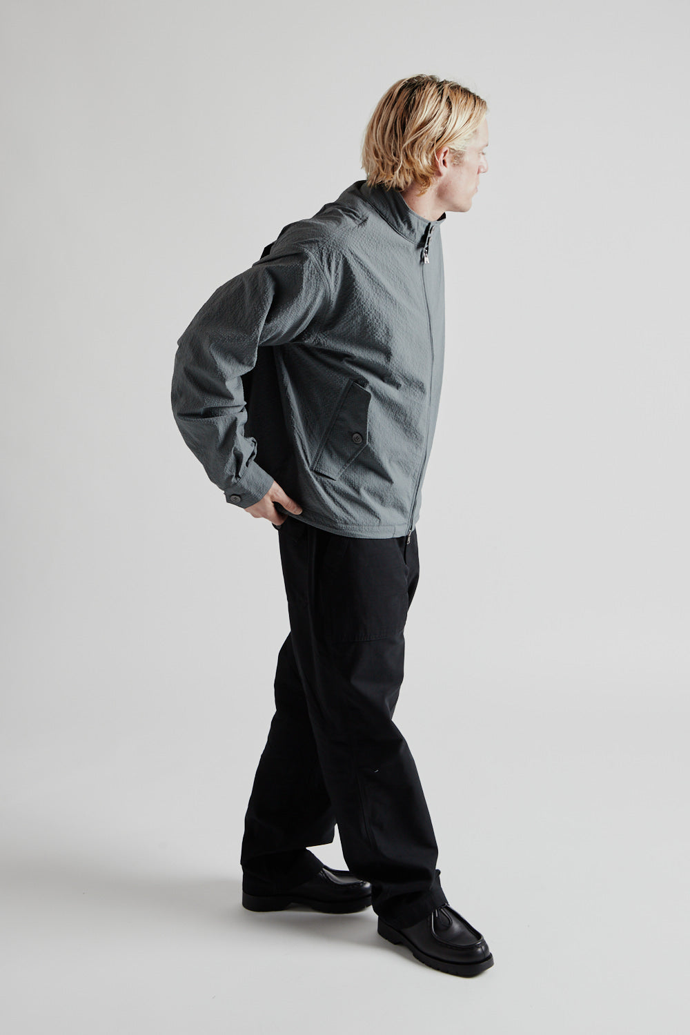 Frizmworks Seersucker Buddy Harrington Jacket - Blue Gray