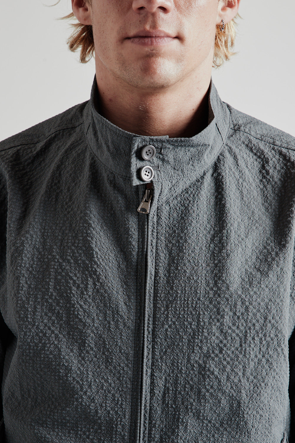 Frizmworks Seersucker Buddy Harrington Jacket - Blue Gray