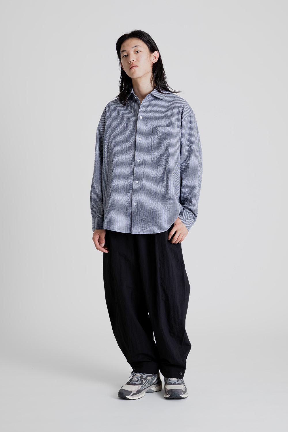 Frizmworks Seersucker Stripe Napoli Shirt in Blue