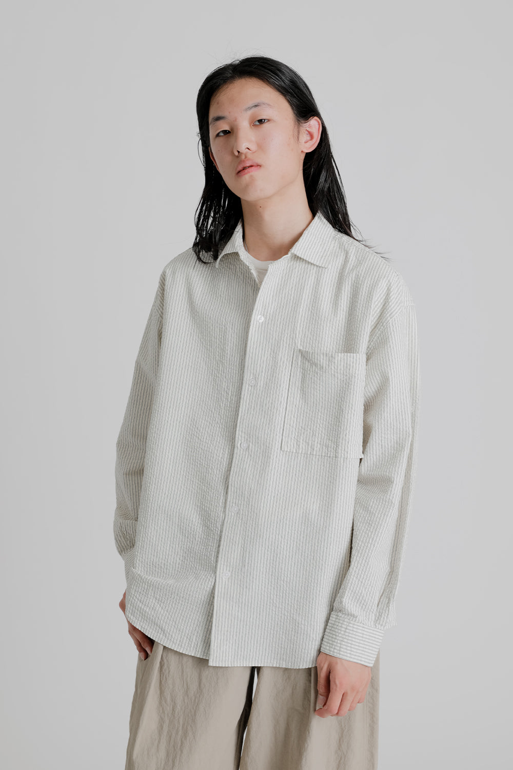 Frizmworks Seersucker Stripe Napoli Shirt in White