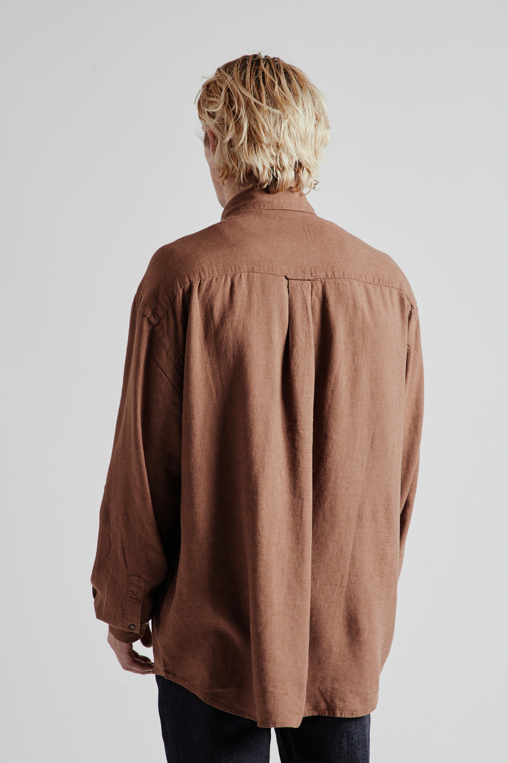 Frizmworks Silky Linen Relaxed Shirt in Brown