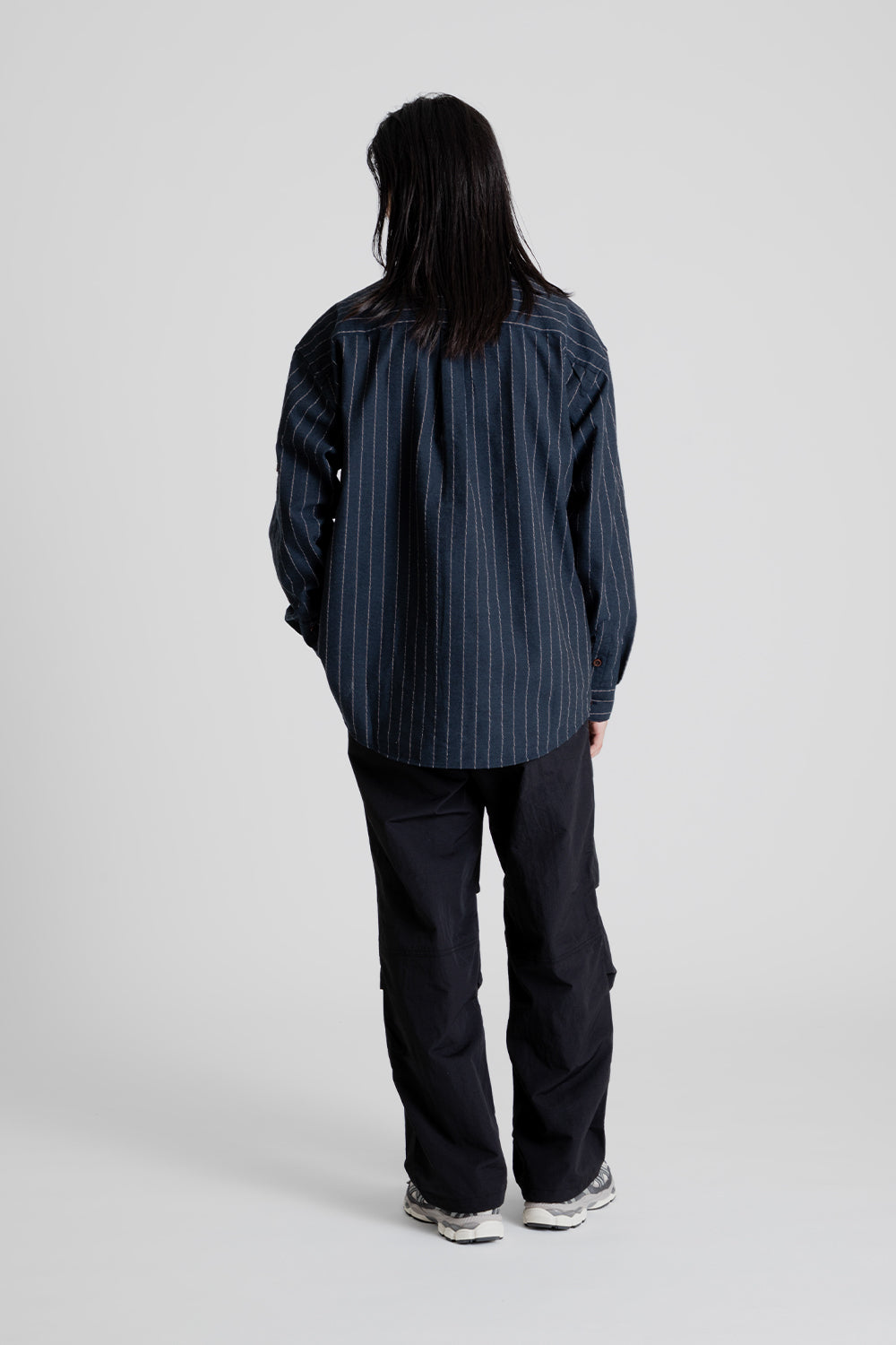 Frizmworks Stripe Linen Napoli Shirt in Navy