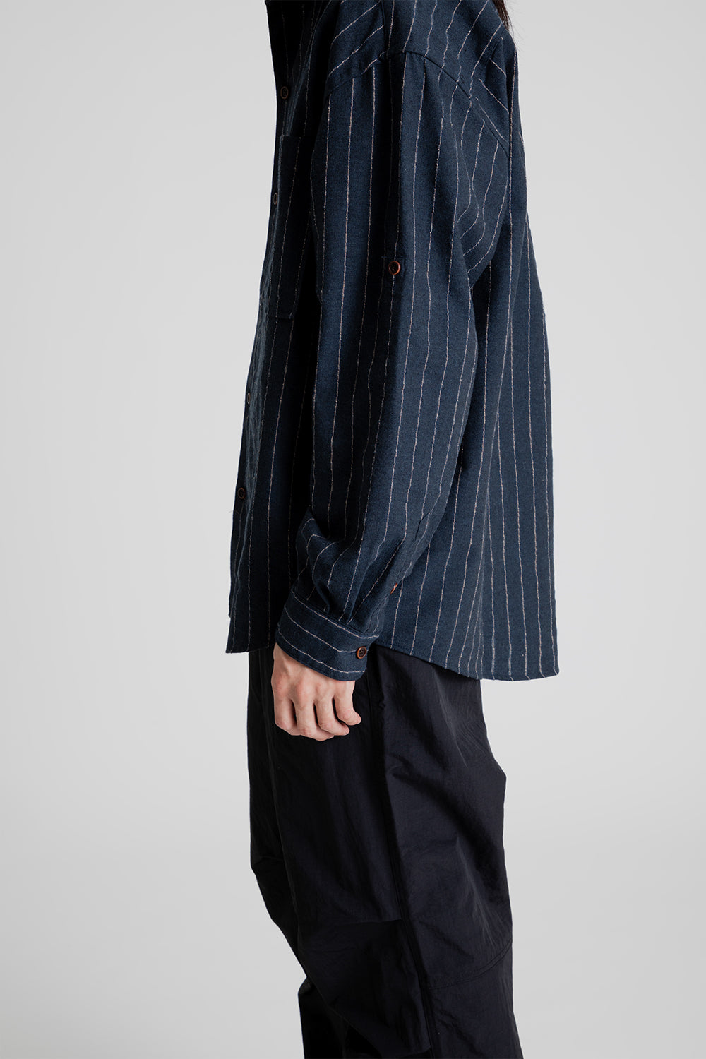 Frizmworks Stripe Linen Napoli Shirt in Navy