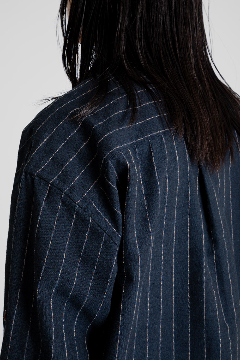 Frizmworks Stripe Linen Napoli Shirt in Navy