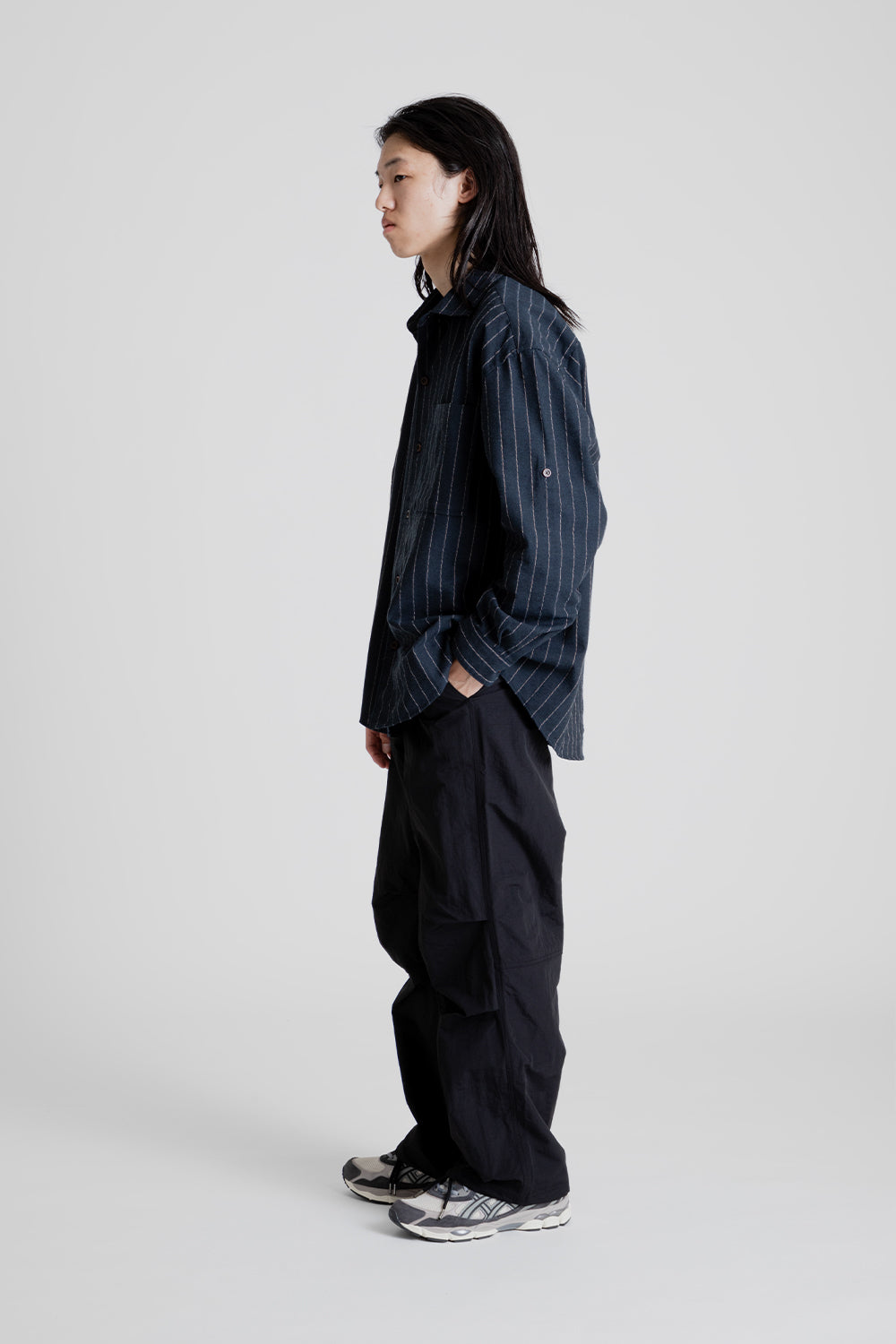 Frizmworks Stripe Linen Napoli Shirt in Navy