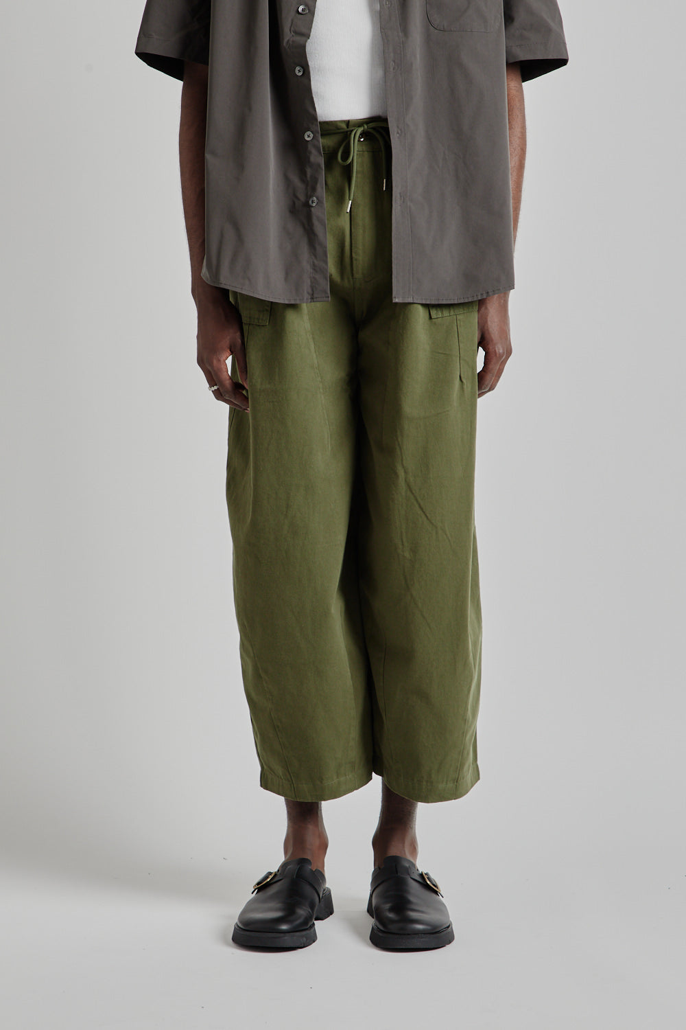 Twill Balloon Pants - Olive