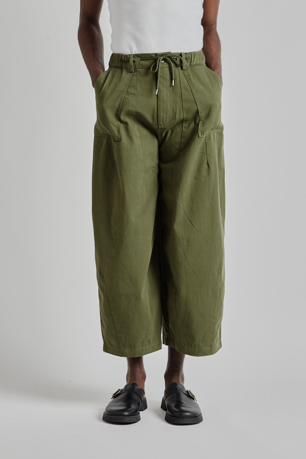 Twill Balloon Pants - Olive