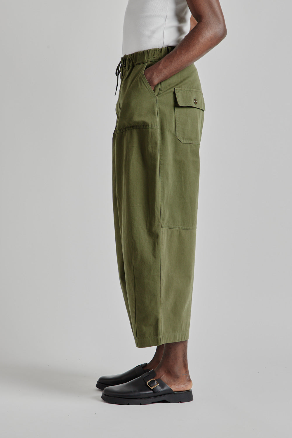 Twill Balloon Pants - Olive