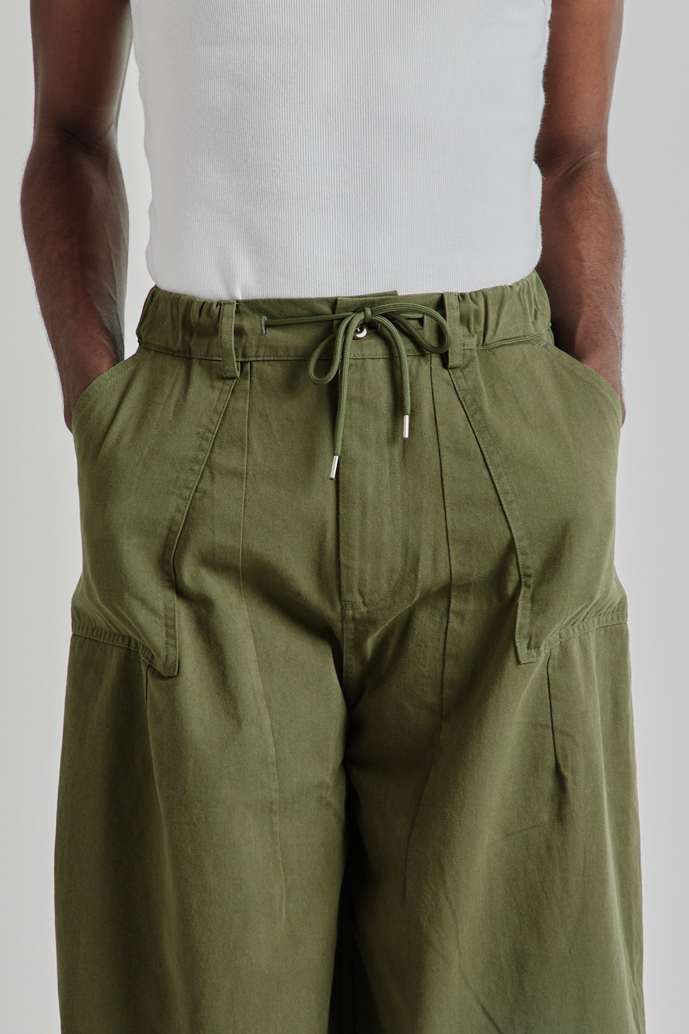 Twill Balloon Pants - Olive