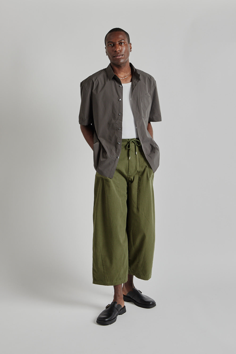 Twill Balloon Pants - Olive