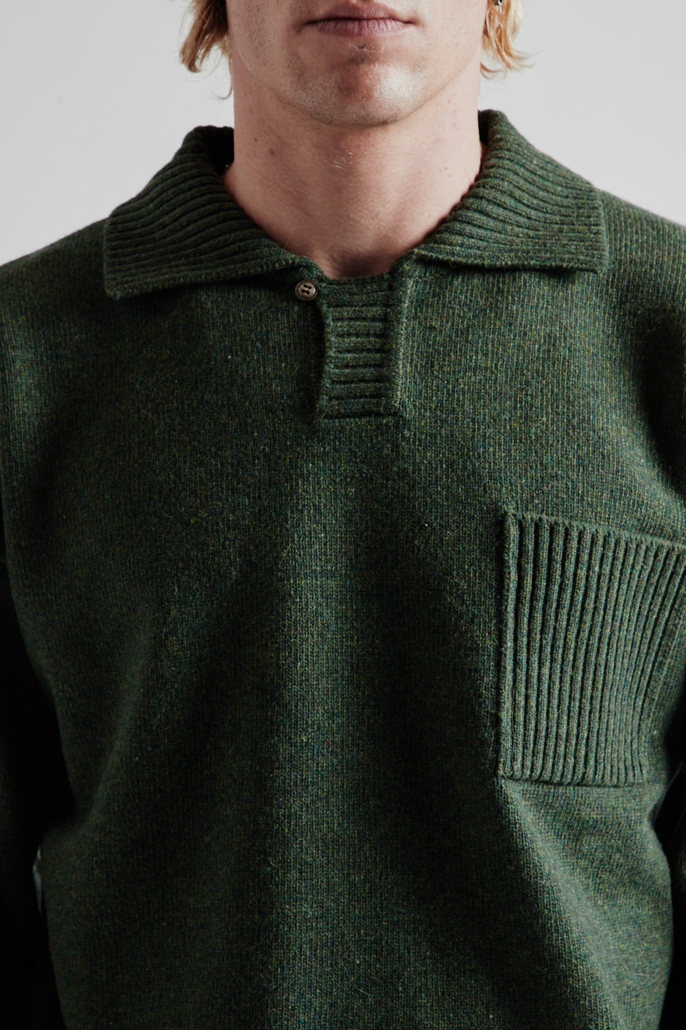 Frizmworks Wool Collar Knit Pullover in Forest Green