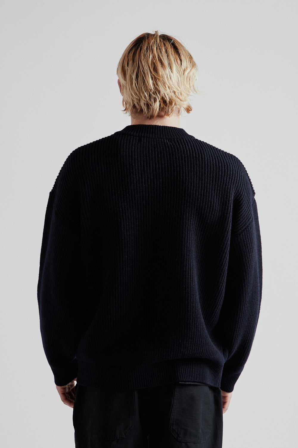 Wool Deck Zipup Cardigan - Navy