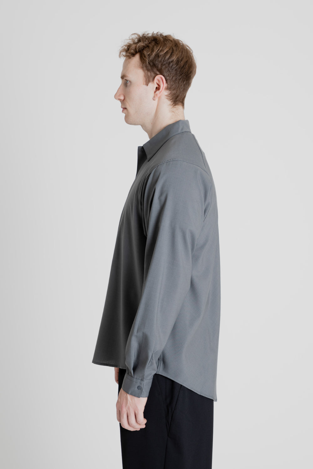 Goldwin Act Wool Shirt in Blue Gray