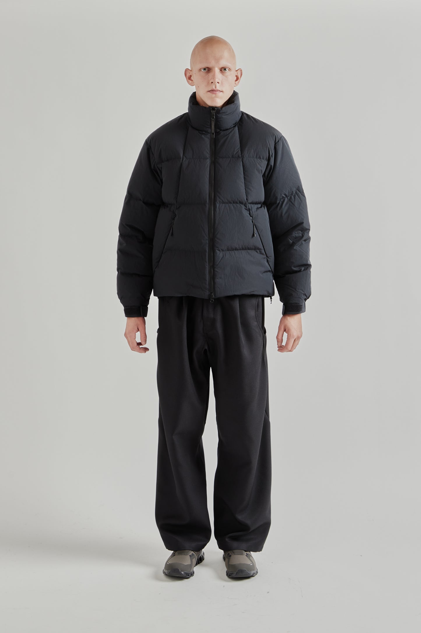 Dope Dyed Ripple Nylon Down Jacket - Dark Navy