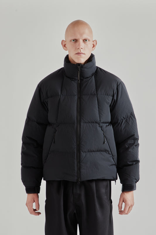 Dope Dyed Ripple Nylon Down Jacket - Dark Navy
