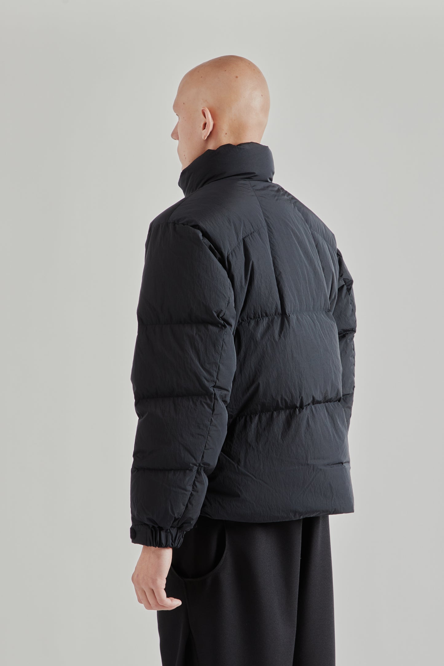 Dope Dyed Ripple Nylon Down Jacket - Dark Navy