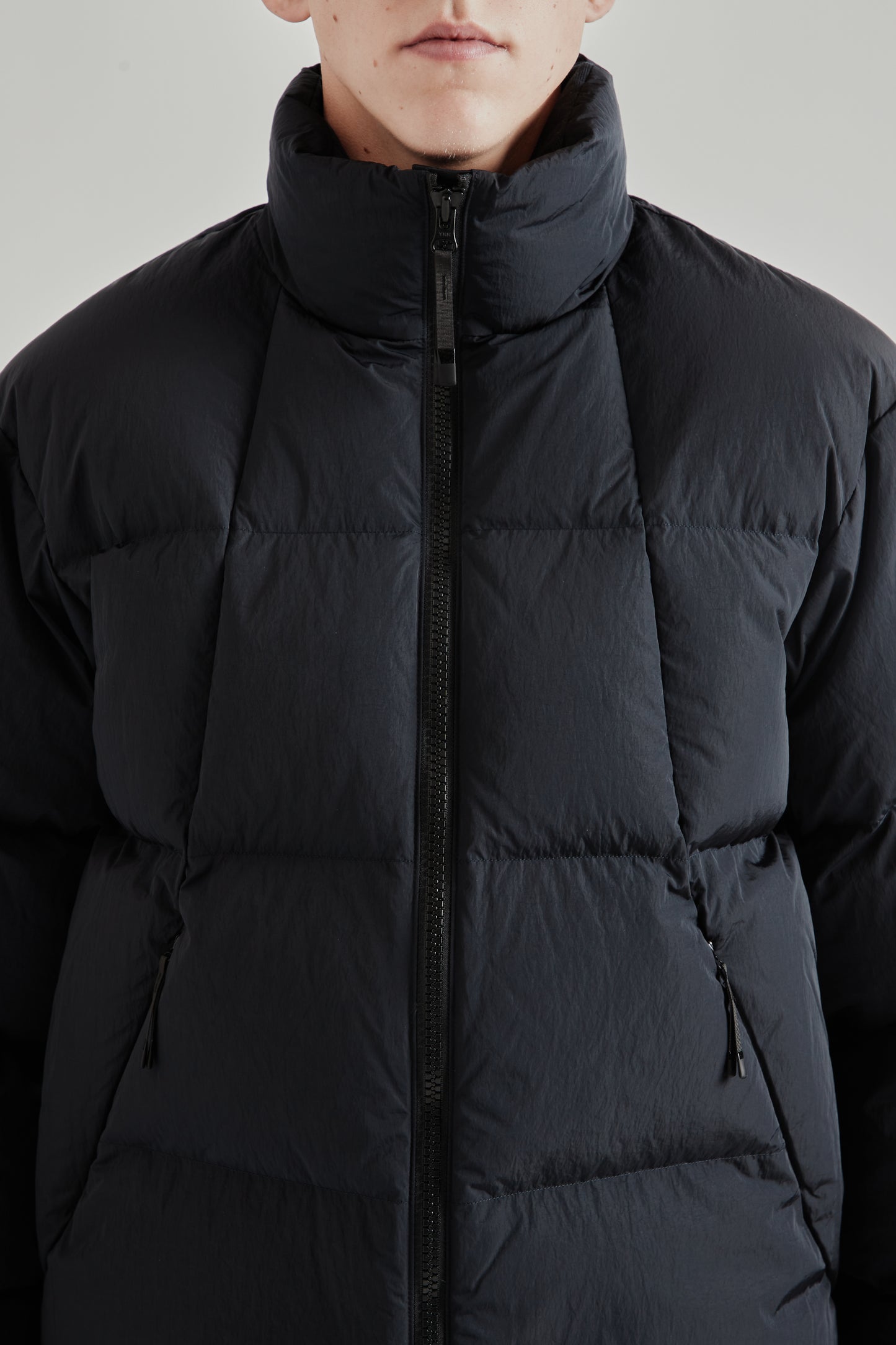 Dope Dyed Ripple Nylon Down Jacket - Dark Navy