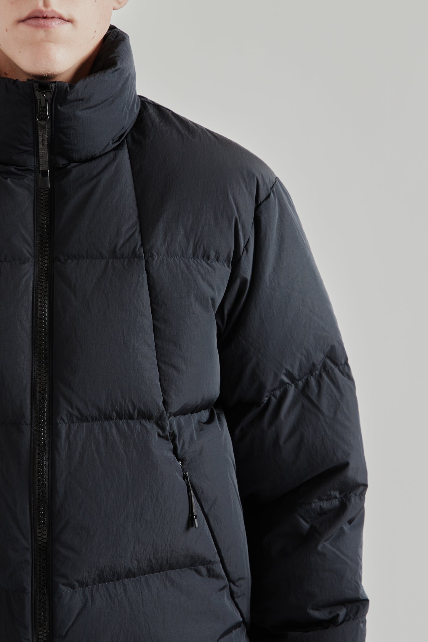 Dope Dyed Ripple Nylon Down Jacket - Dark Navy