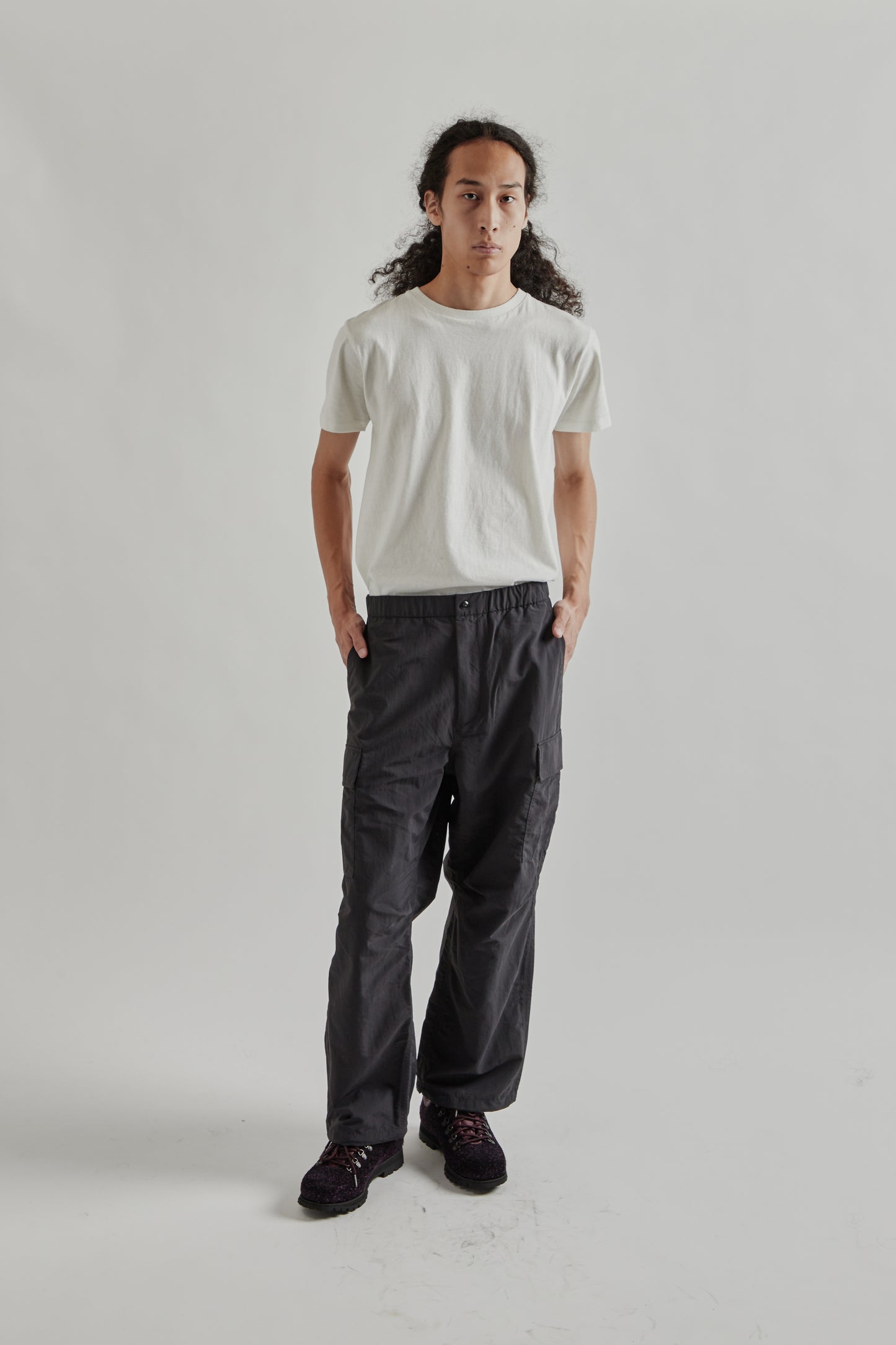 Goldwin FW25 Dope Dyed Tussah Cargo Pants Deep Charcoal28